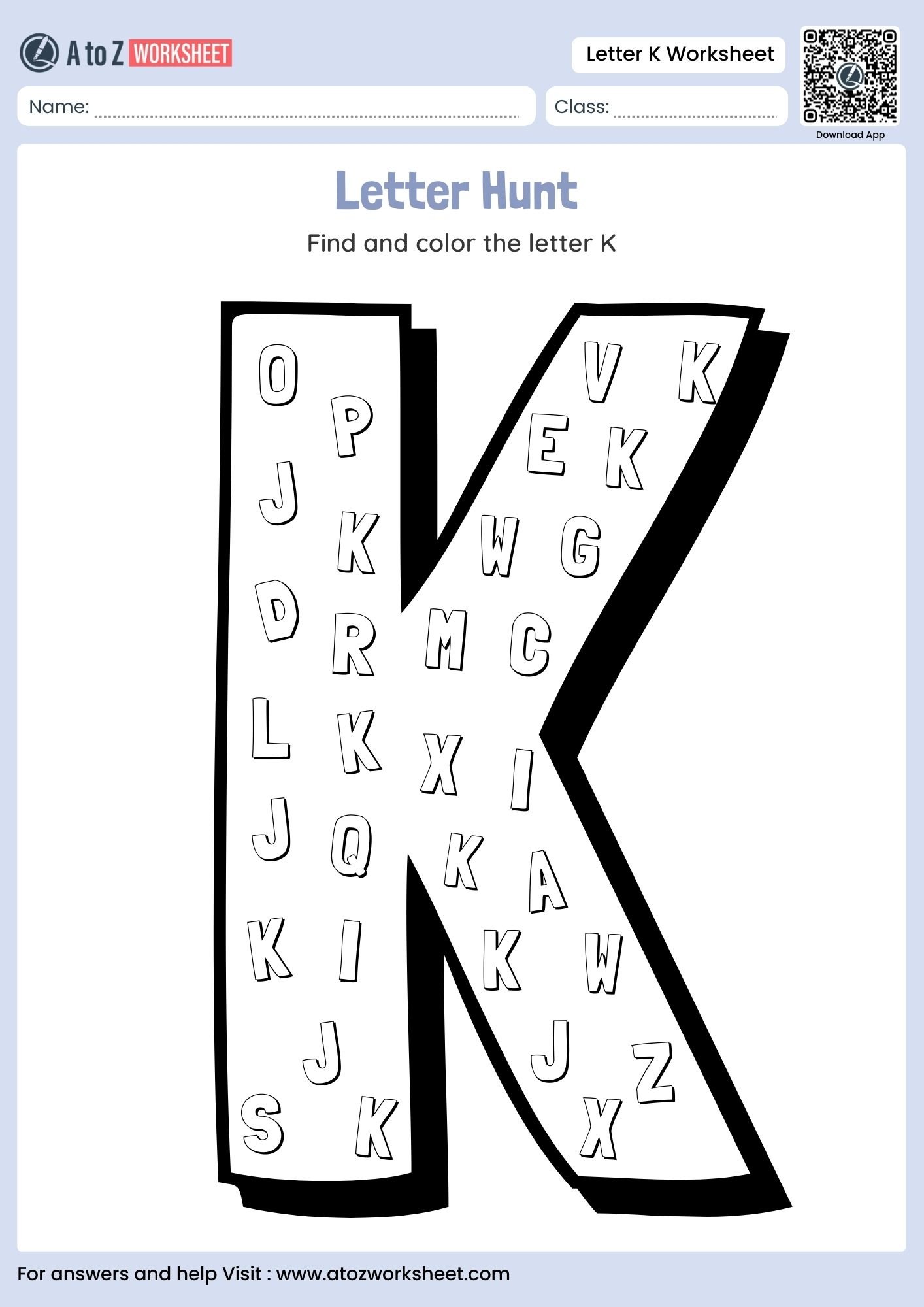 letter k worksheets giant letter hunt and coloring challenge