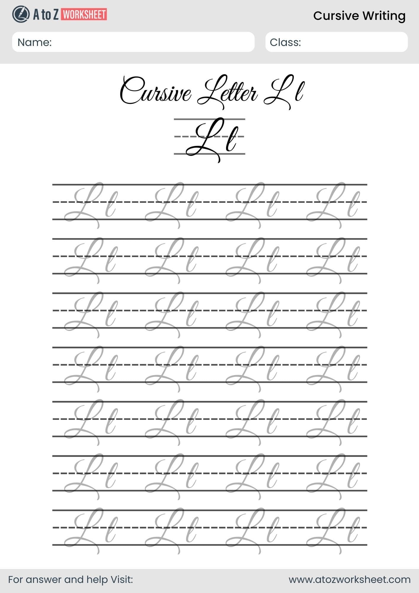 letter i cursive writing a to z worksheets​