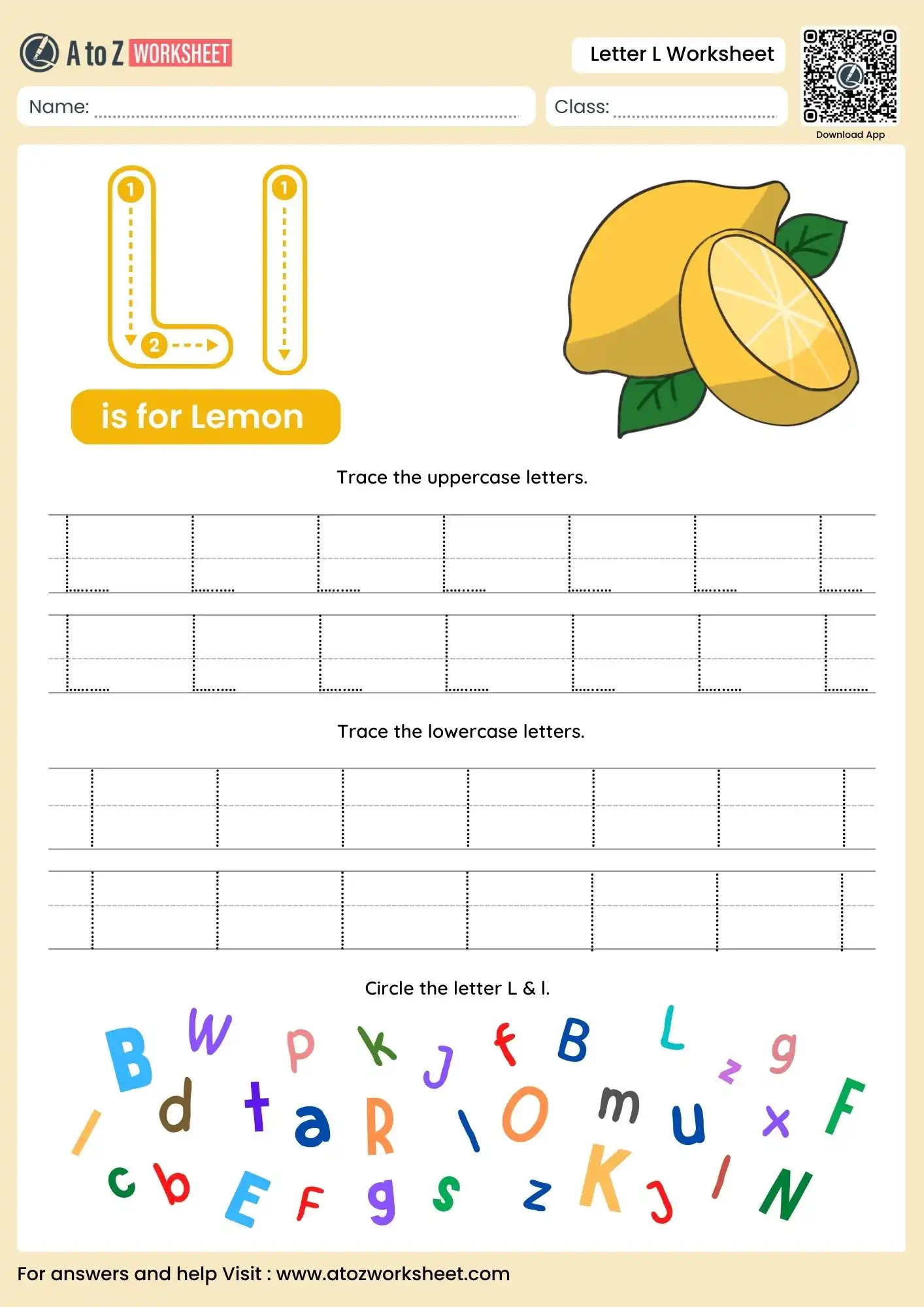 letter l worksheets for kindergarten with lion and alphabet search