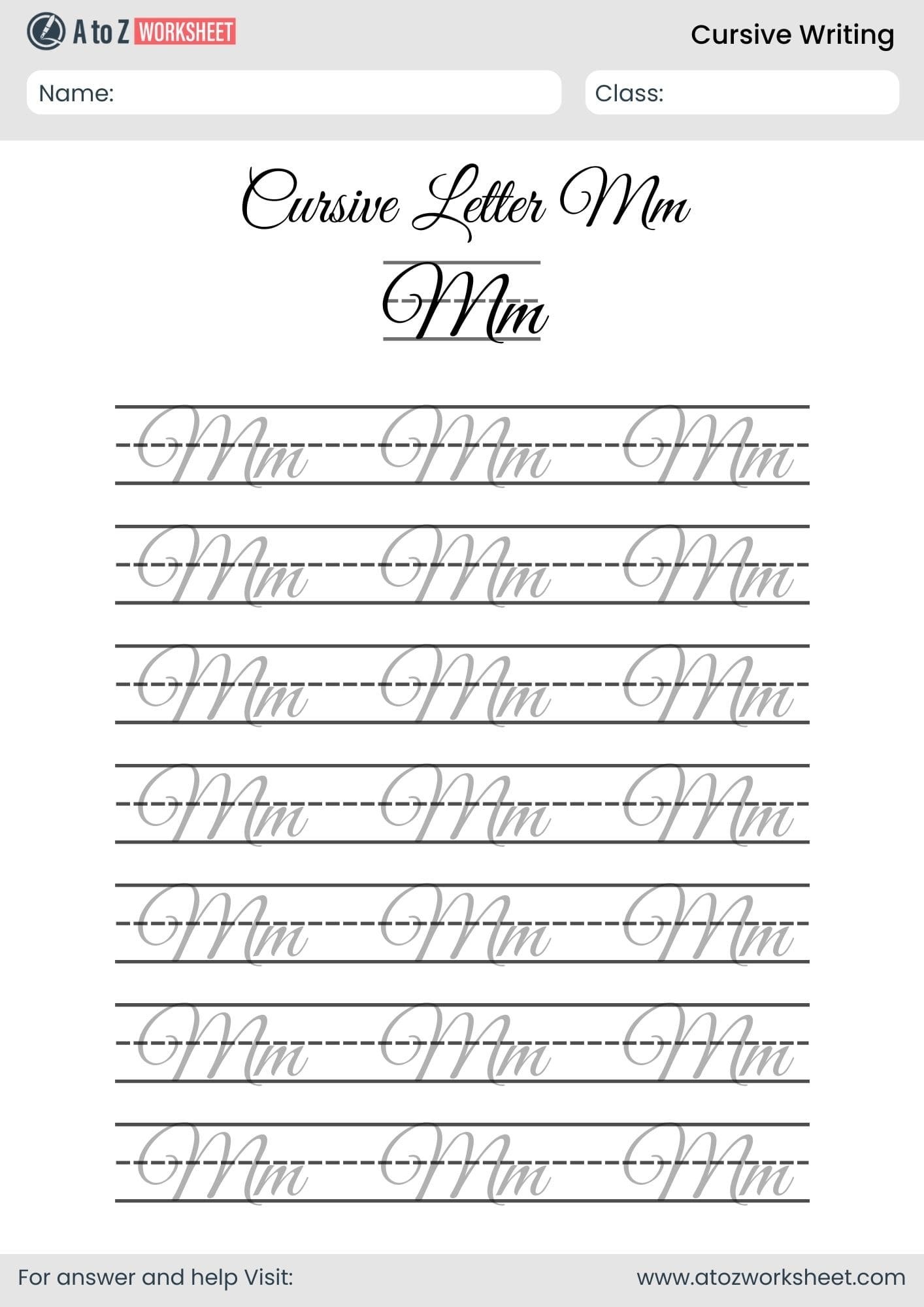 letter m cursive writing a to z worksheets​letter m cursive writing a to z worksheets​