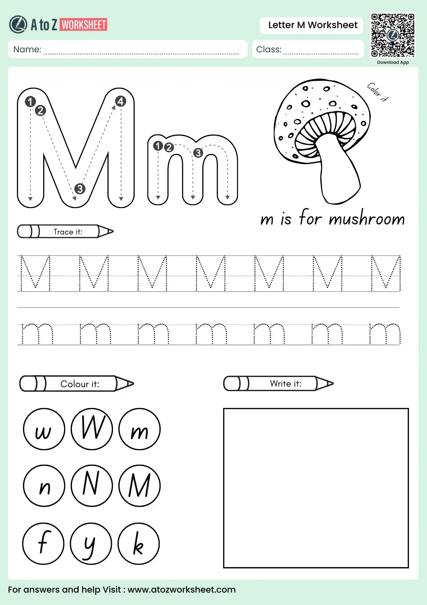 letter m worksheets for preschool featuring independent writing and moon