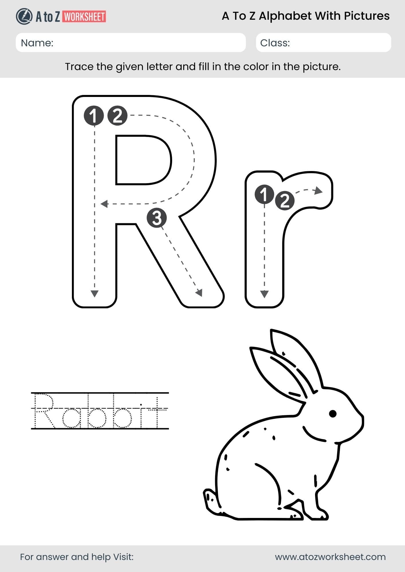 letter r alphabet a to z worksheets with pictures​ and pdf