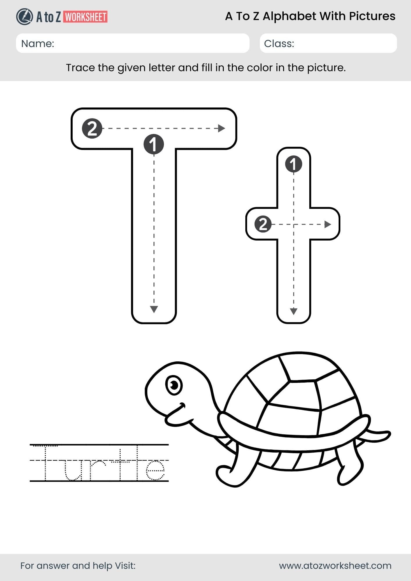 letter t alphabet a to z worksheets with pictures​ and pdf