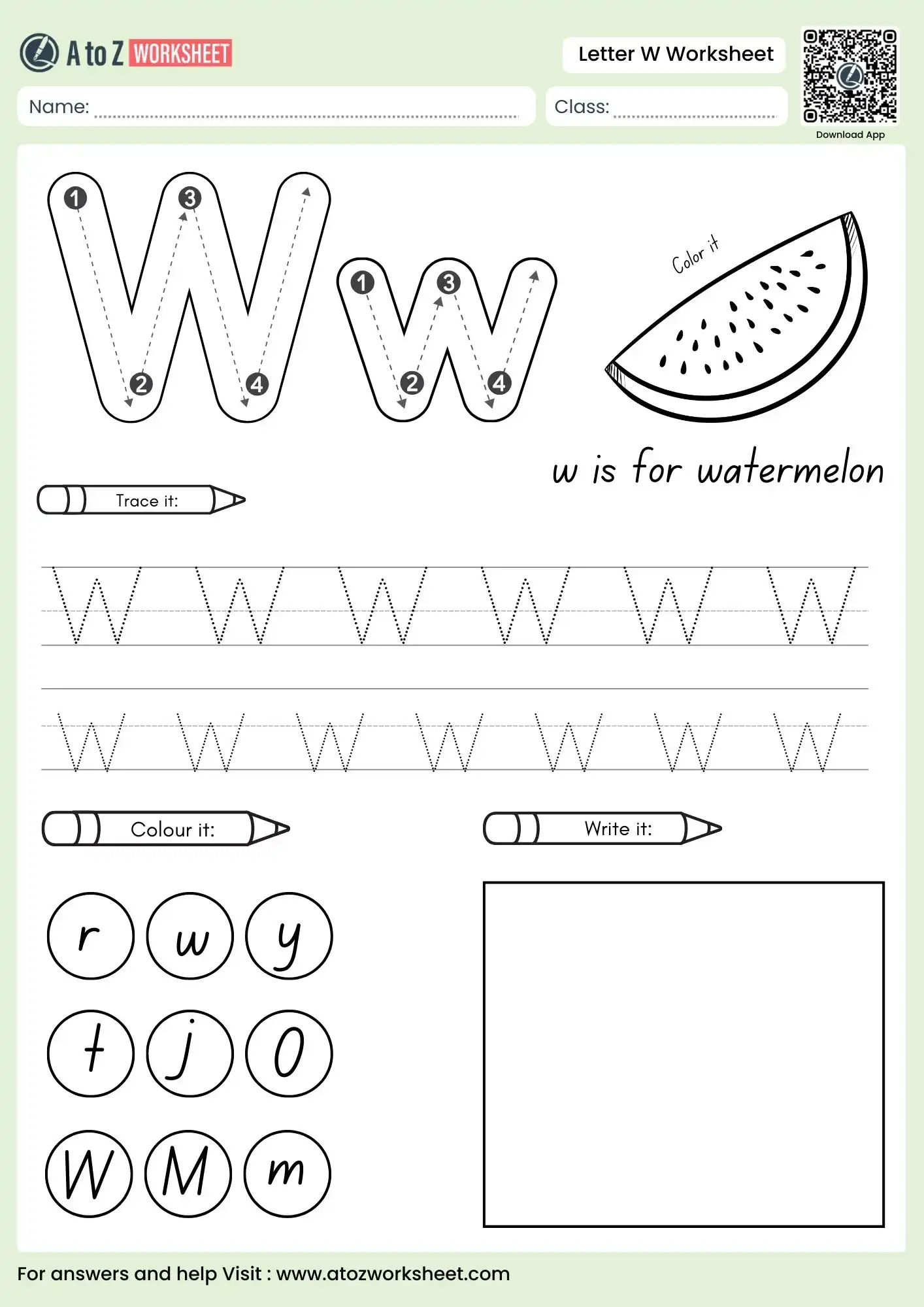 Letter W Worksheets for Preschool & Kindergarten (Free Printable PDF) 2 letter w worksheets find the letters in a grid with watch picture