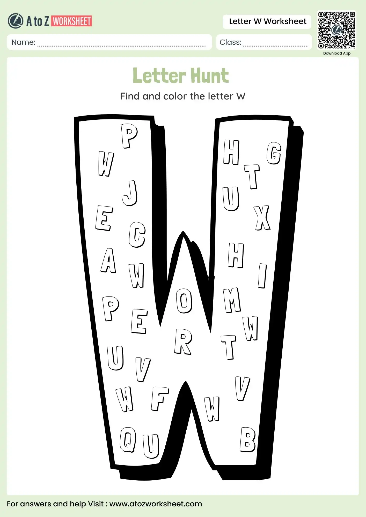 Letter W Worksheets for Preschool & Kindergarten (Free Printable PDF) 4 letter w worksheets large scale letter hunt and coloring activity