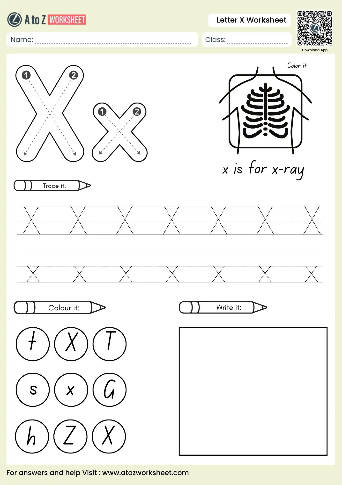 Letter X Worksheets for Preschool & Kindergarten (Free Printable PDF) 2 letter x worksheets for preschool focusing on handwriting and box illustrations