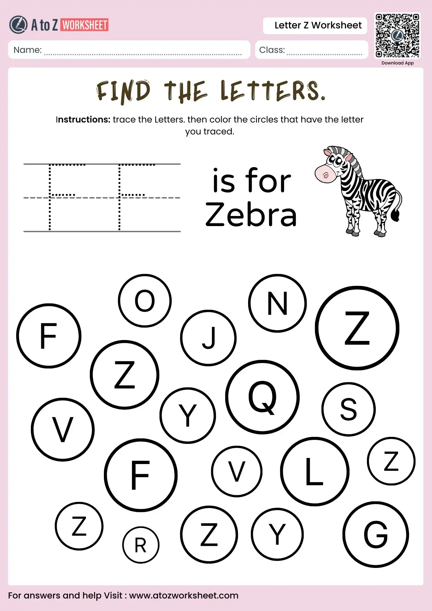 letter z worksheets find the letters in a grid with zero picture
