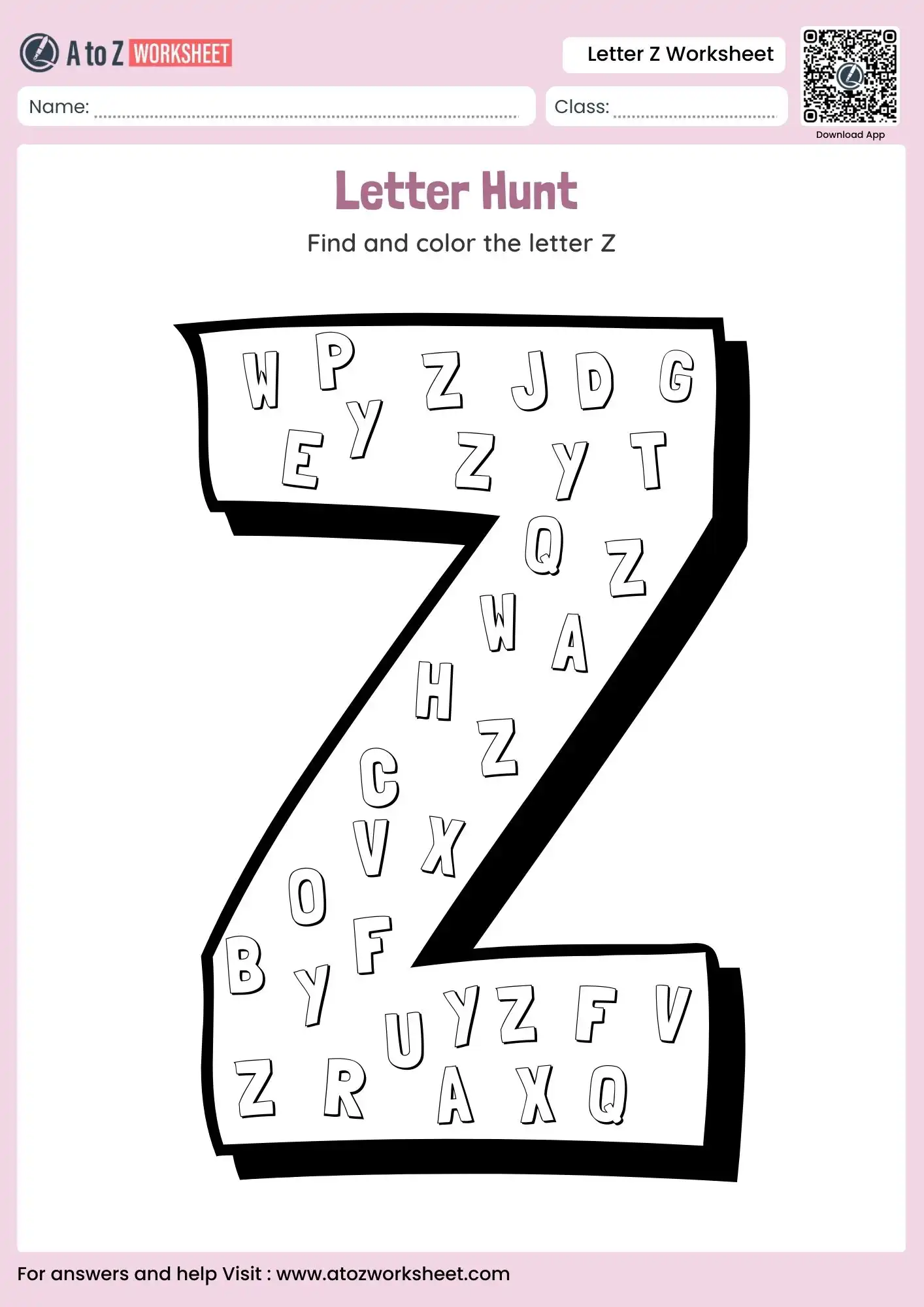 letter z worksheets large scale letter hunt and coloring activity
