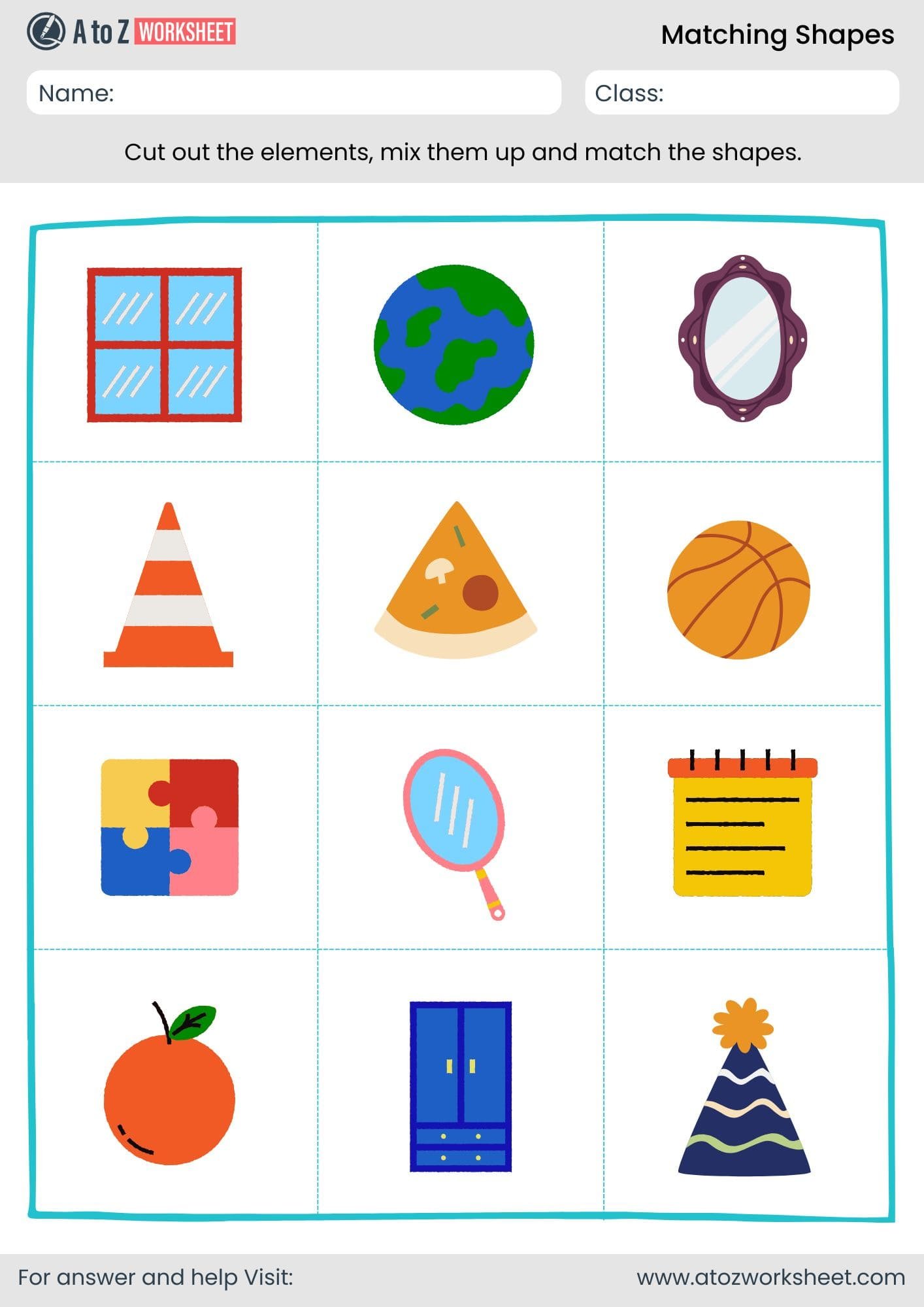 matching shapes worksheet​ for kindergarten​