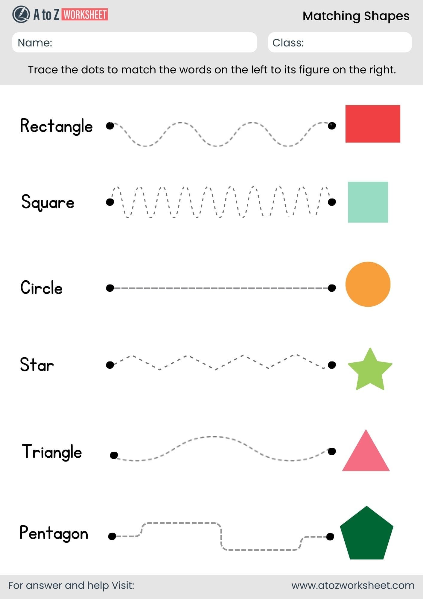 matching shapes worksheet​ for kindergarten​