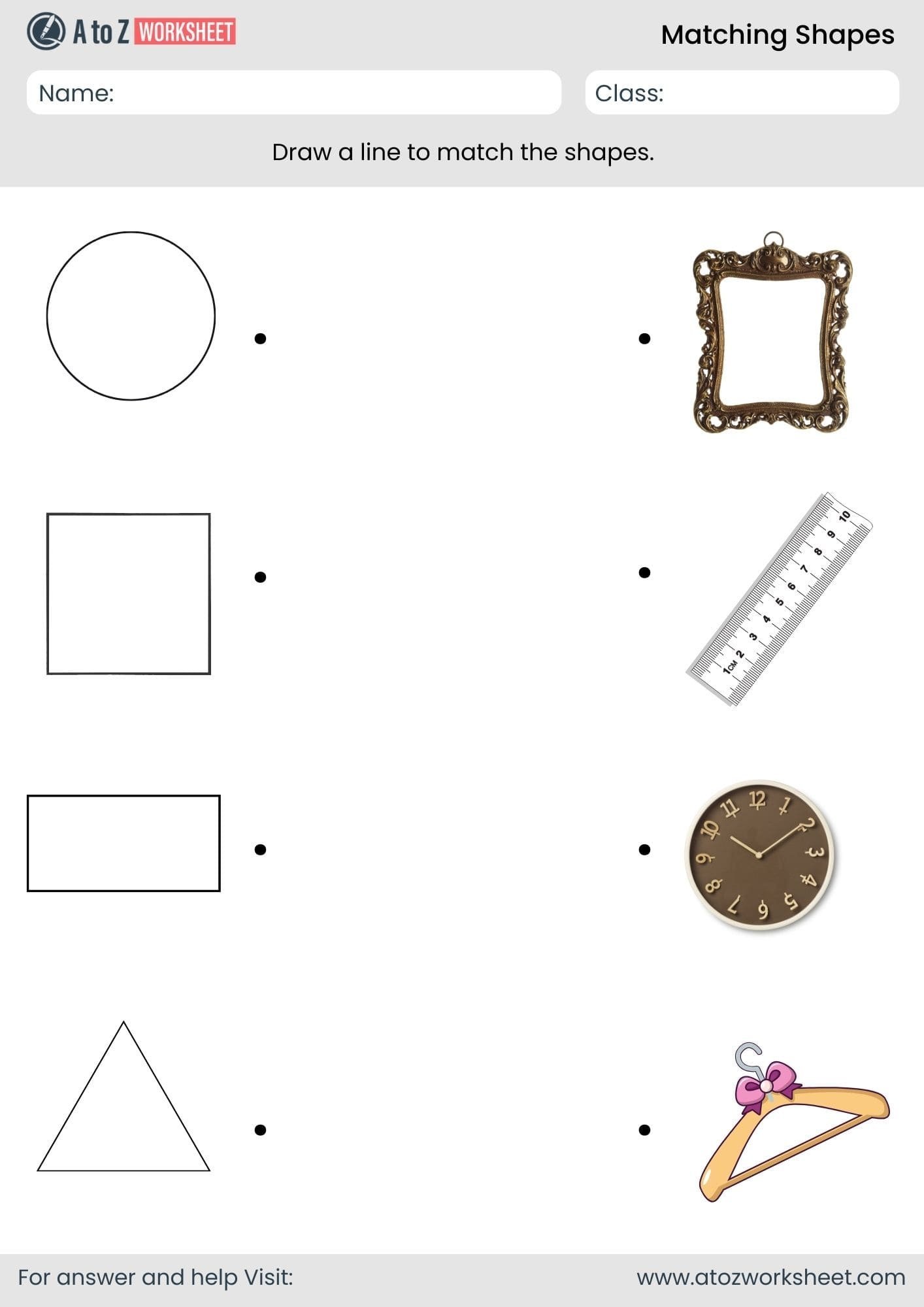 object to shape matching worksheet for preschool kids