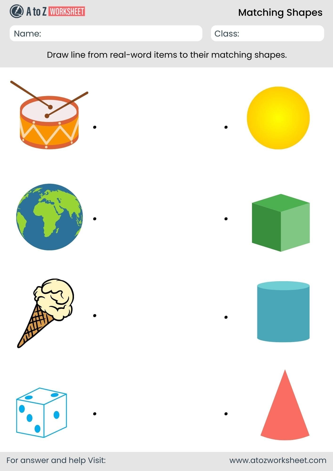real world object and shape match worksheet for nursery kids