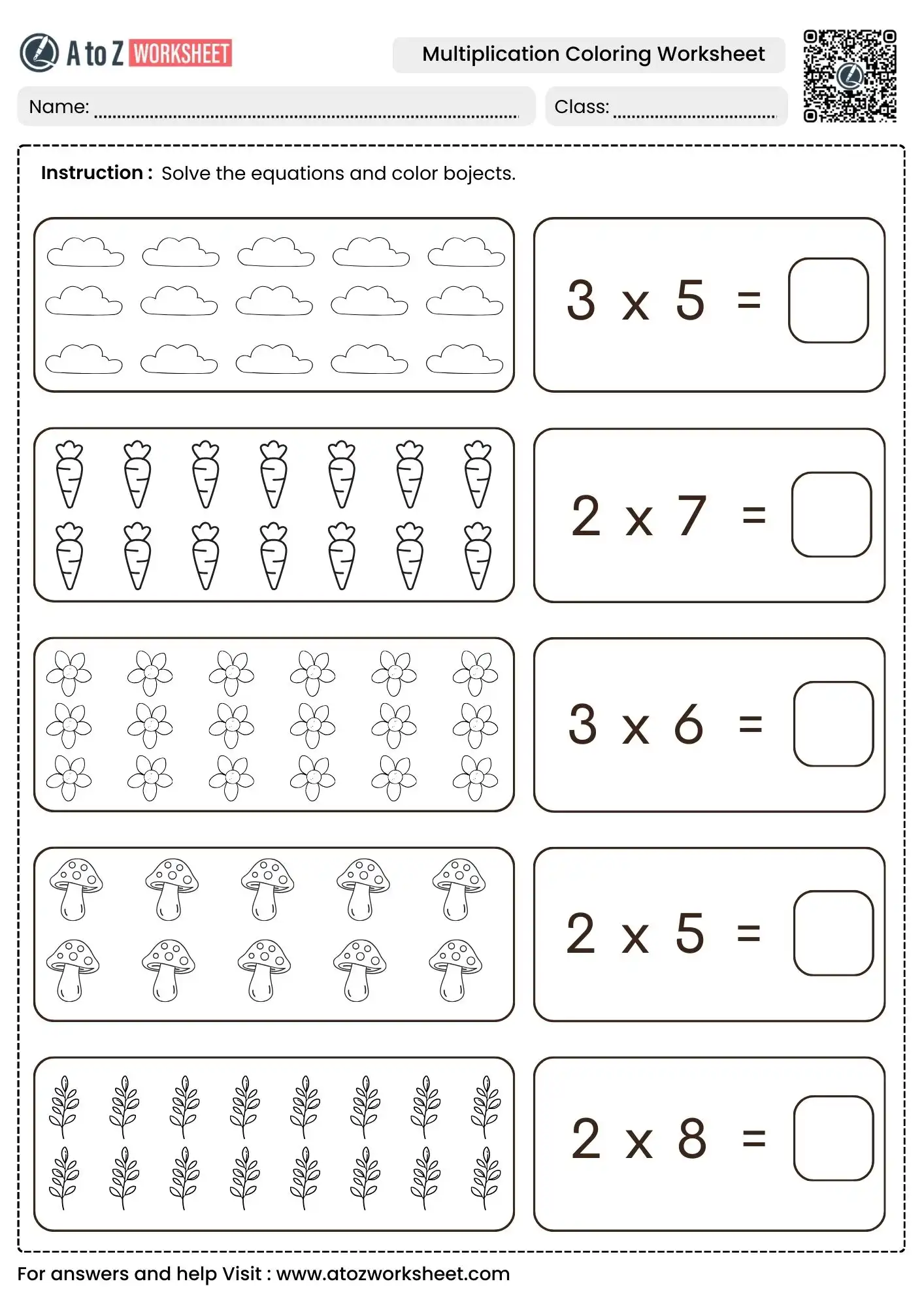 visual grouping math multiplication coloring worksheets for beginners