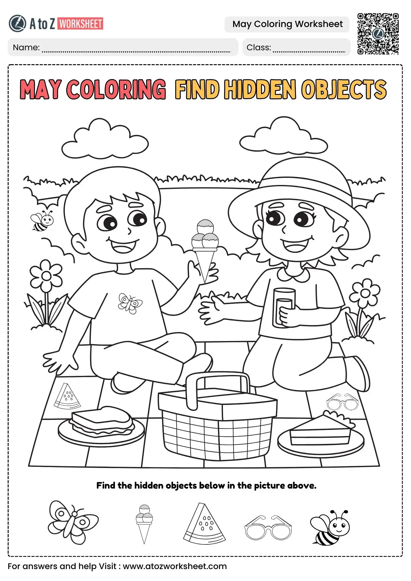 picnic hidden object puzzle may coloring worksheets