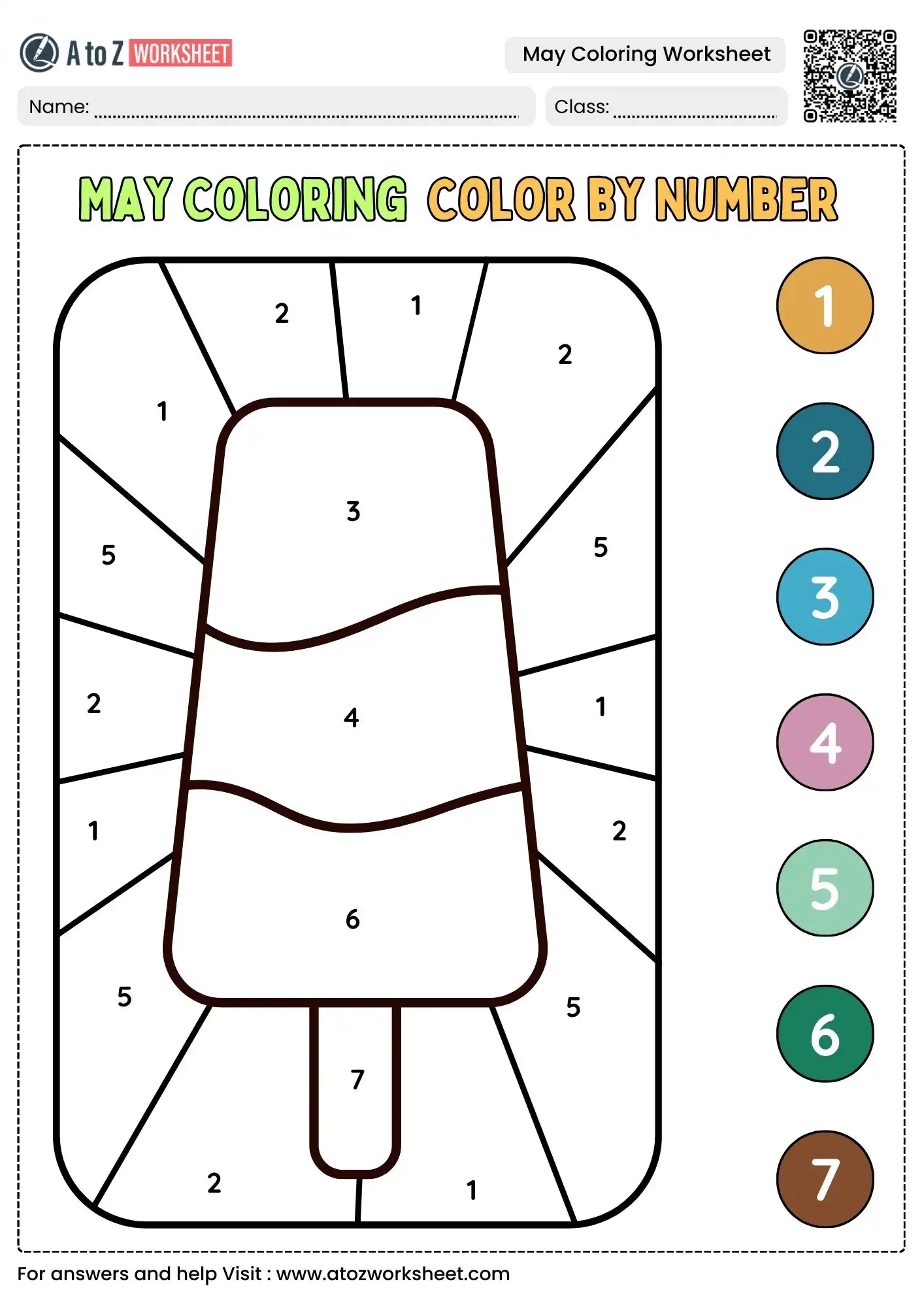 popsicle color by number may coloring worksheets