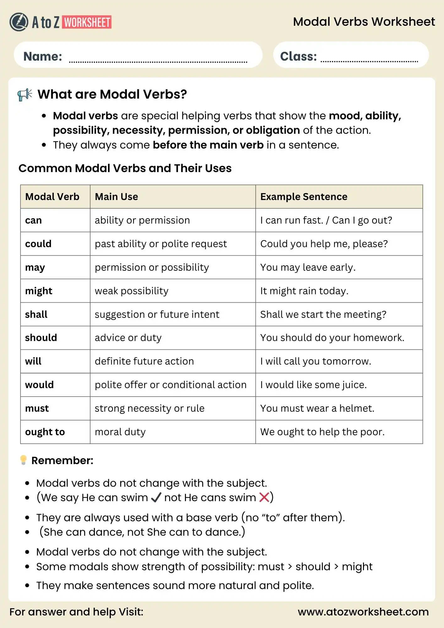 modal verbs worksheets grammar chart for grade 4 5 6