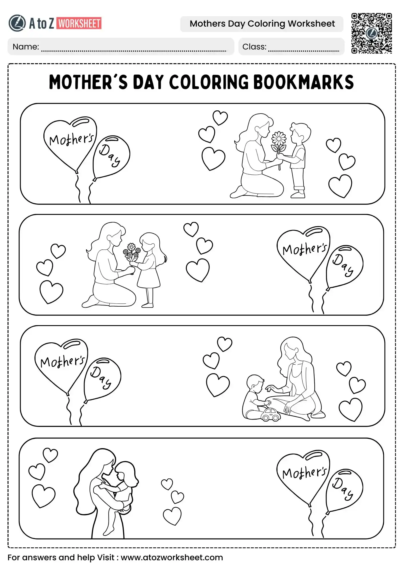 printable mother's day coloring bookmarks for kids