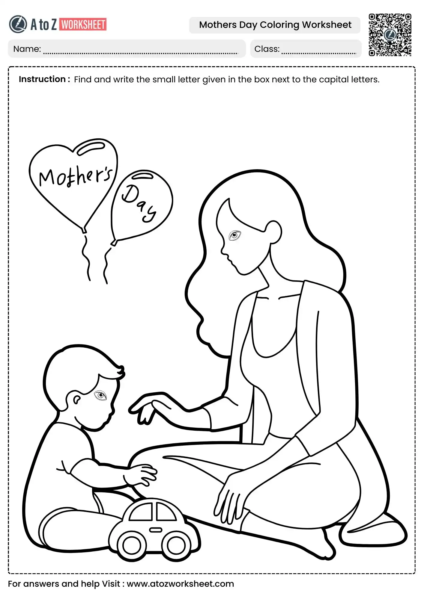 mother and child playing together coloring worksheet