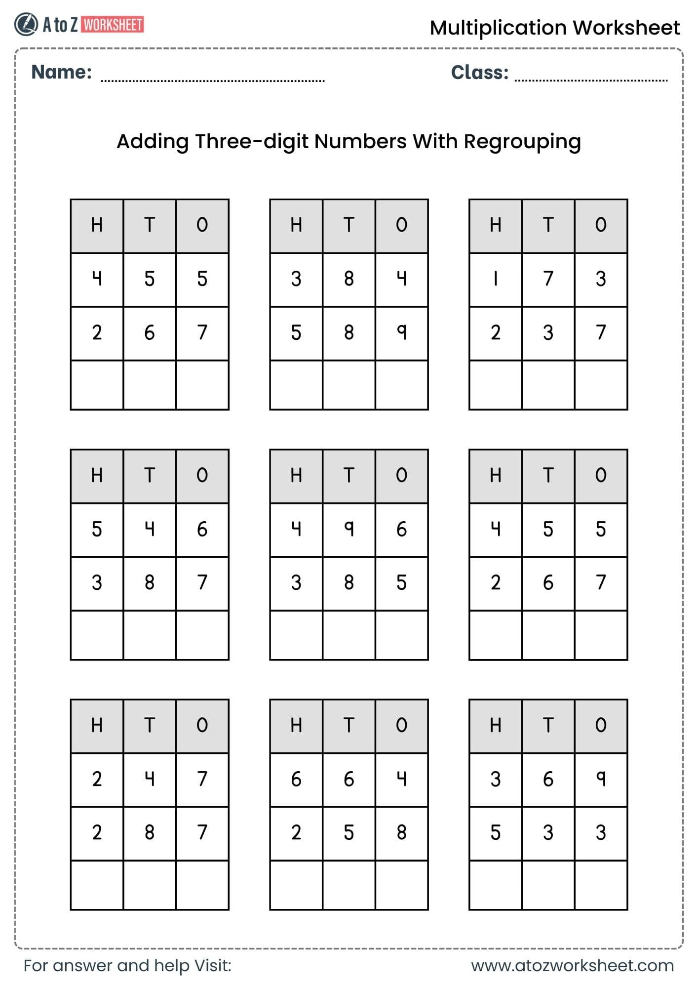 multiplication worksheets for class 1, class 2 and class 3