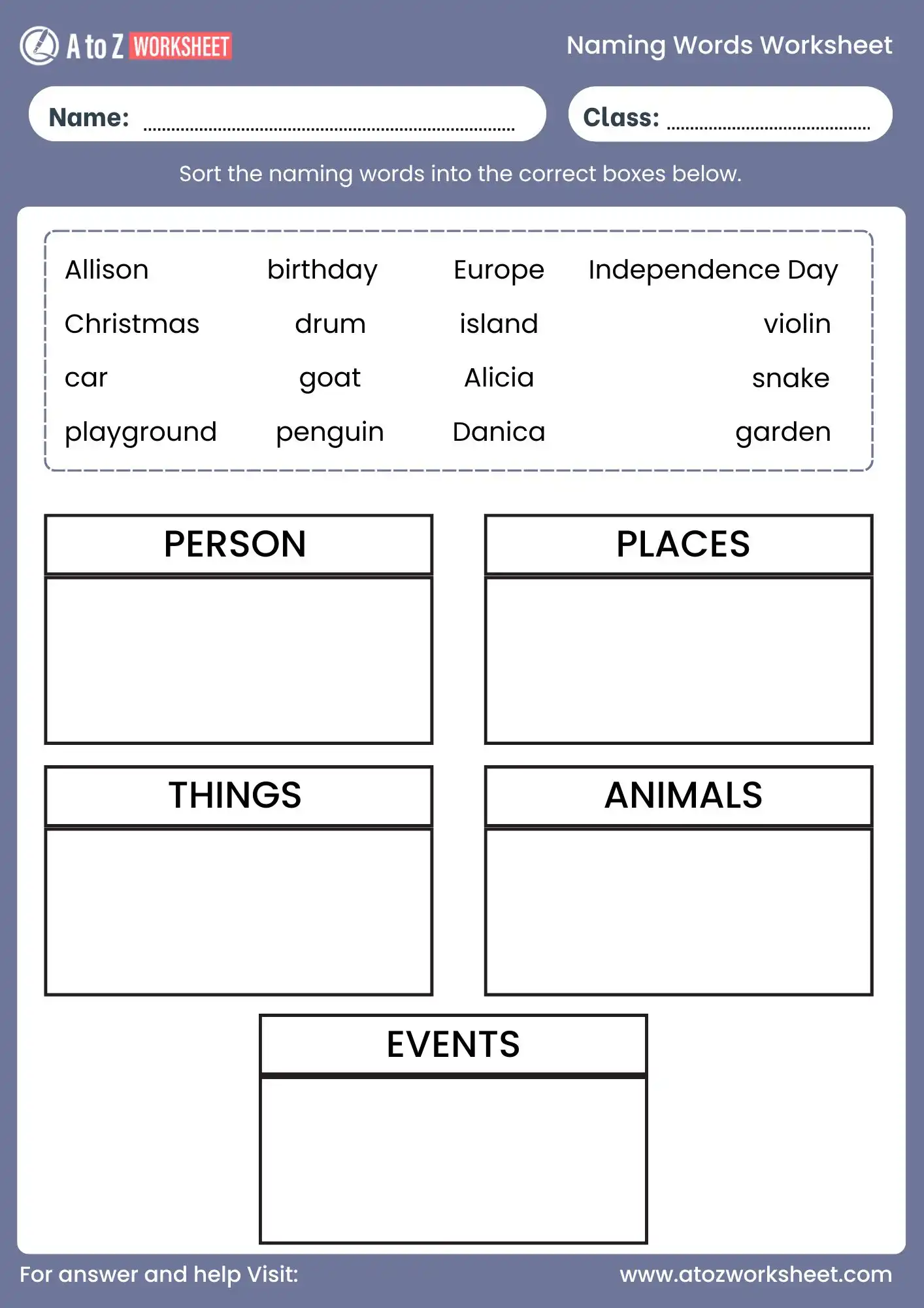 naming words worksheet for class 2 cbse pdf