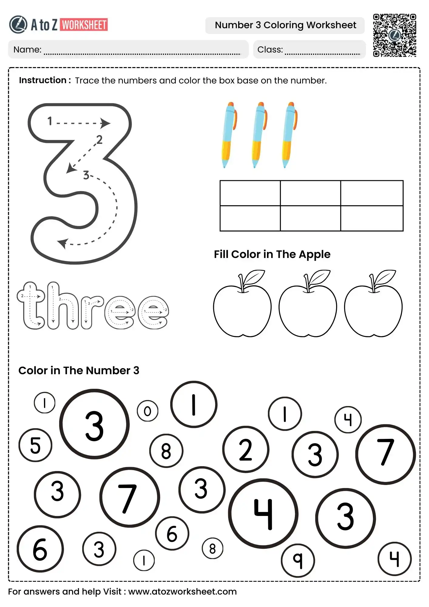 comprehensive multi task page for number 3 coloring worksheets