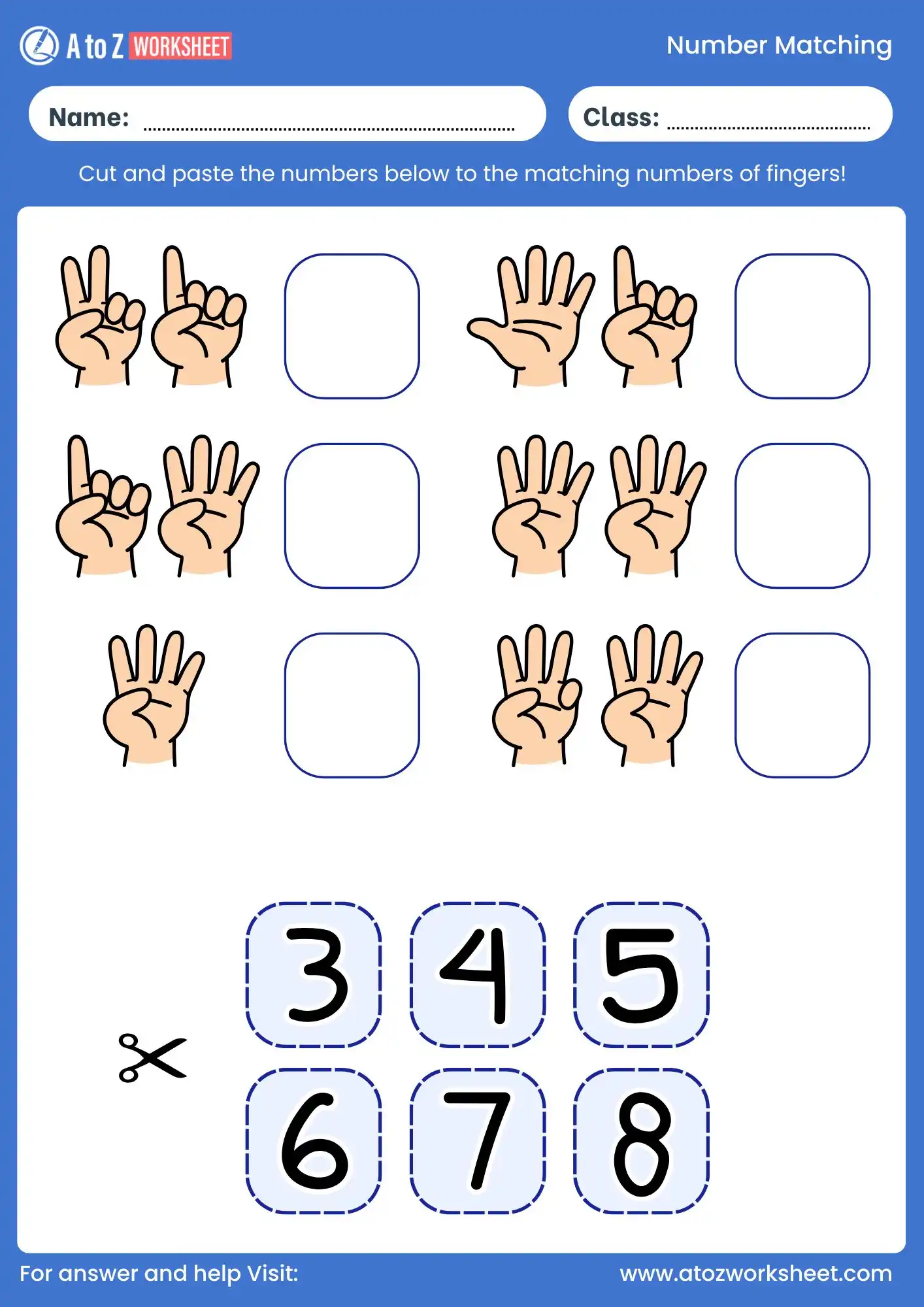 number matching worksheet cut and paste activity for preschool