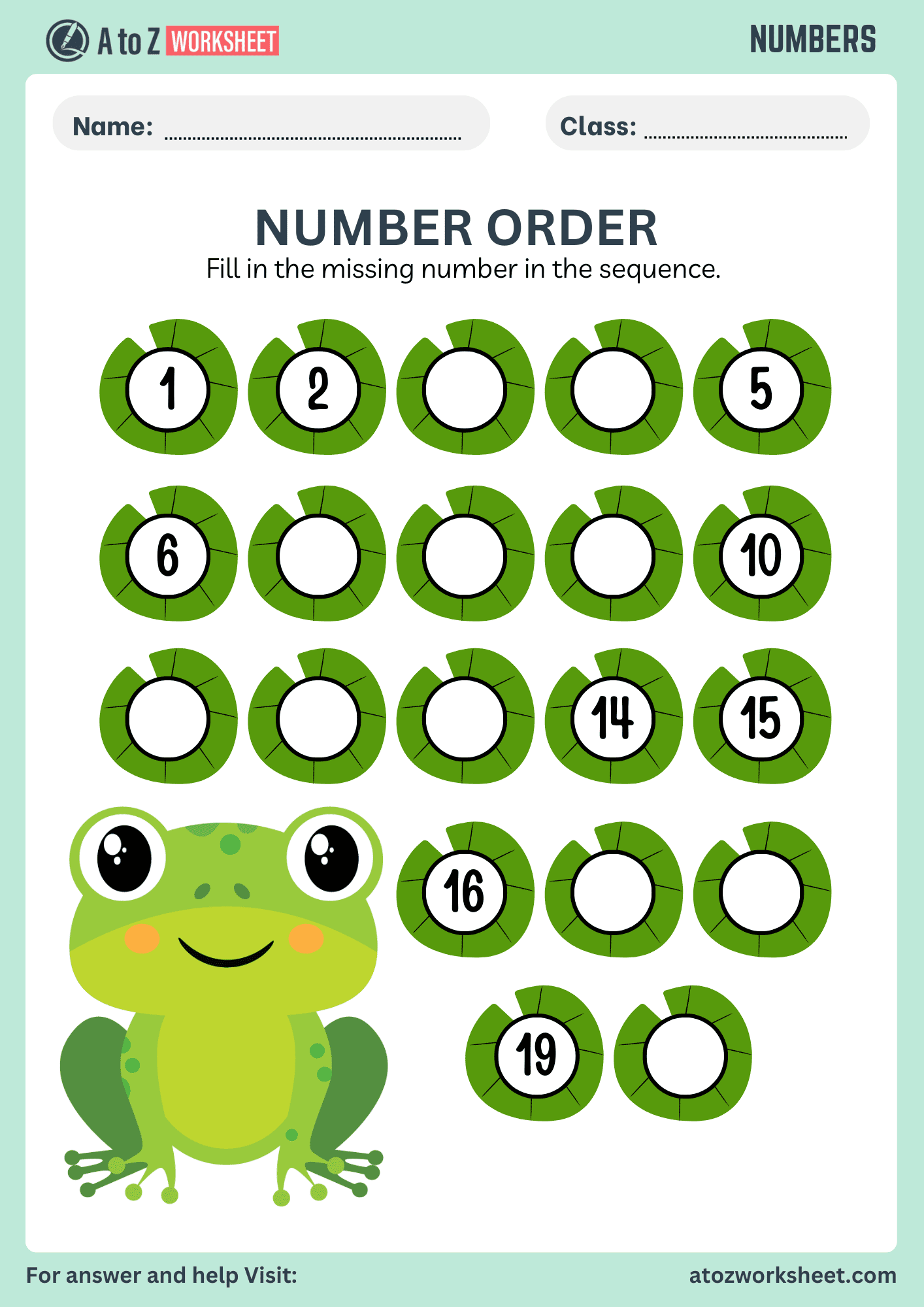 number order worksheet for ukg, lkg, kindergarten, nursery