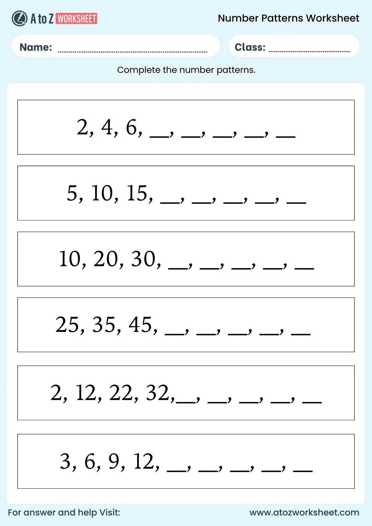 number patterns worksheets with answers grade 7 free pdf