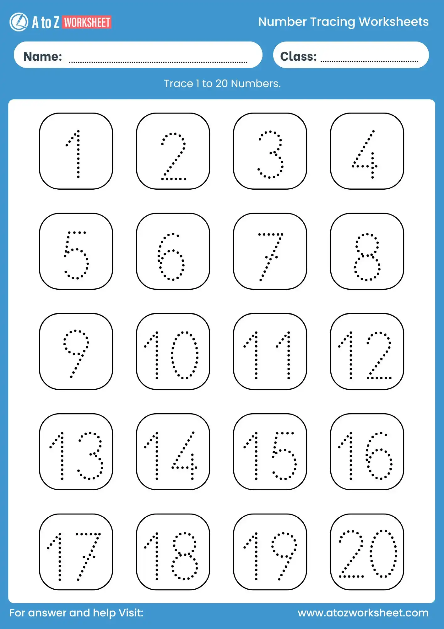 number tracing worksheets 11 to 20 ukg kindergarten