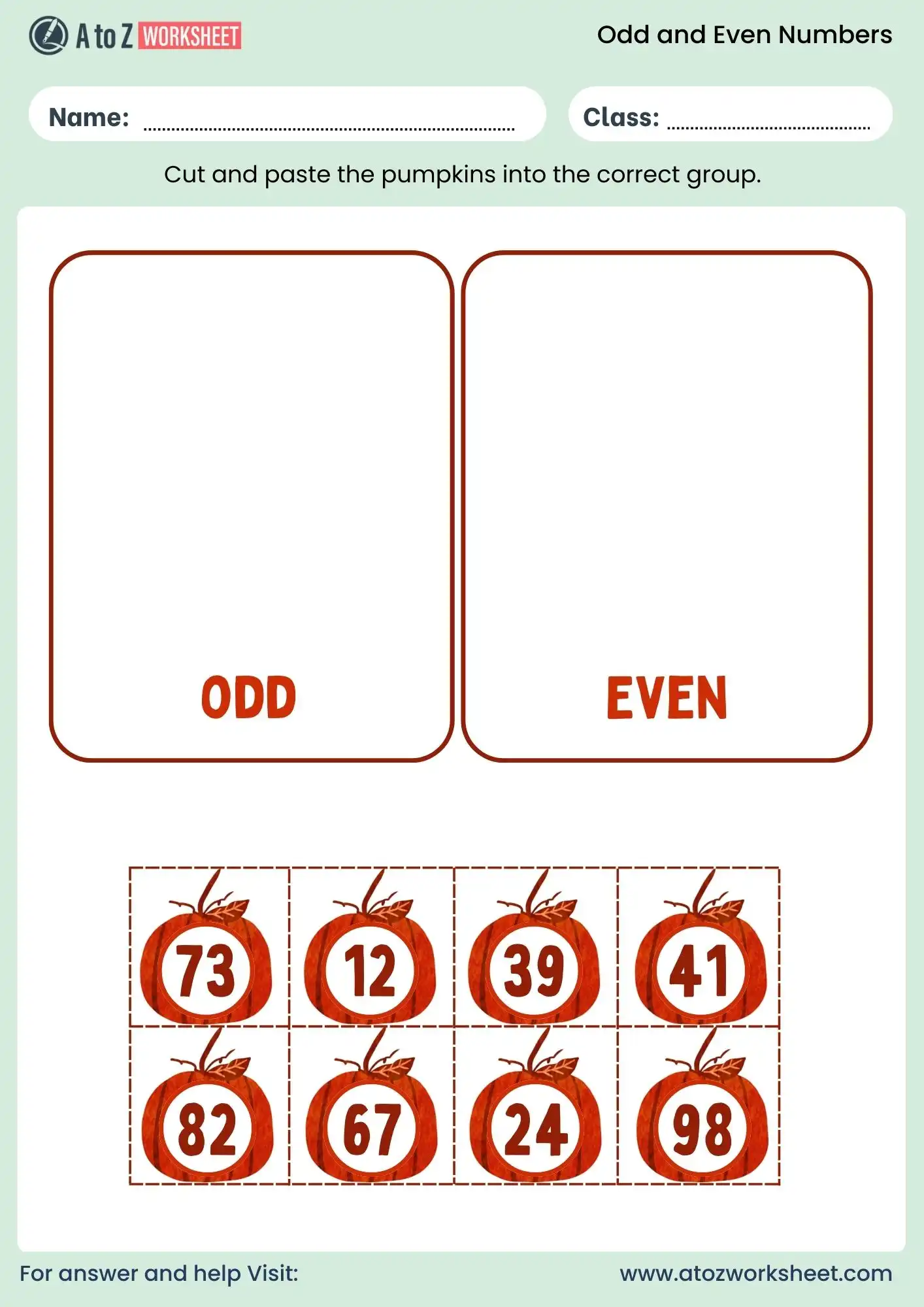 odd and even numbers worksheets cut and paste