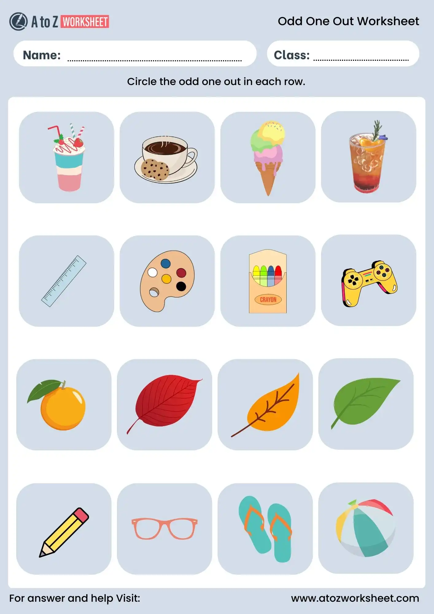 odd one out worksheet nursery kindergarten lkg ukg class 1