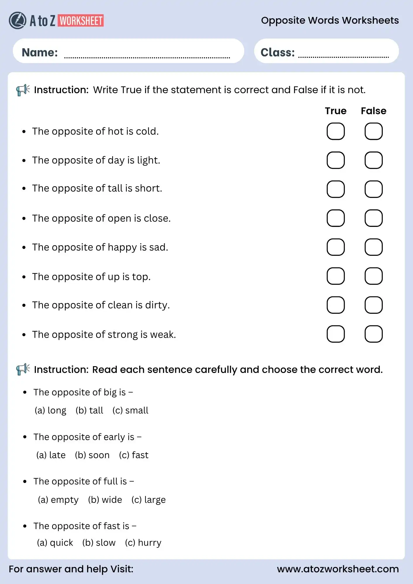opposite words worksheets rewrite sentences activity