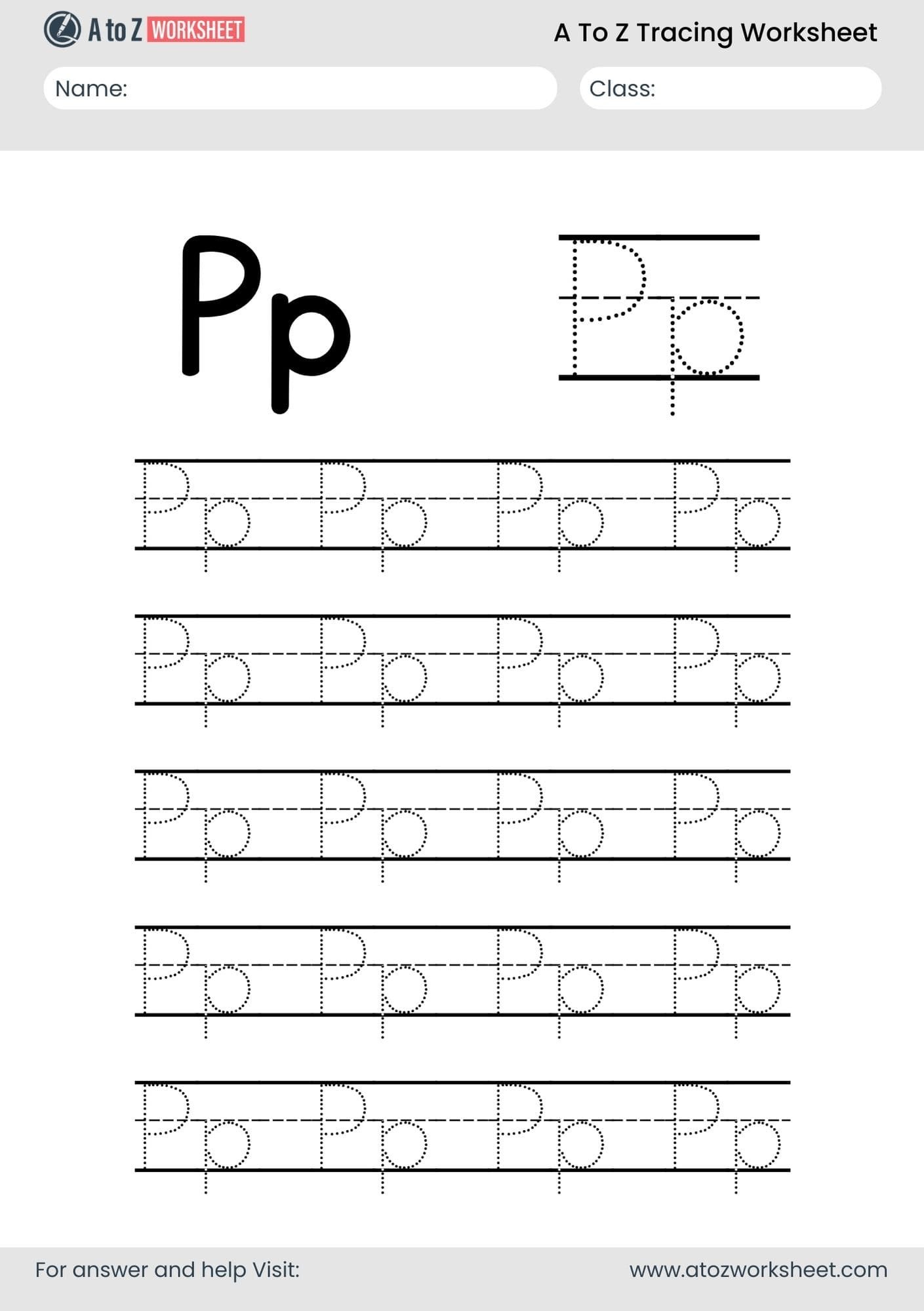 p letter a to z alphabet worksheets pdf