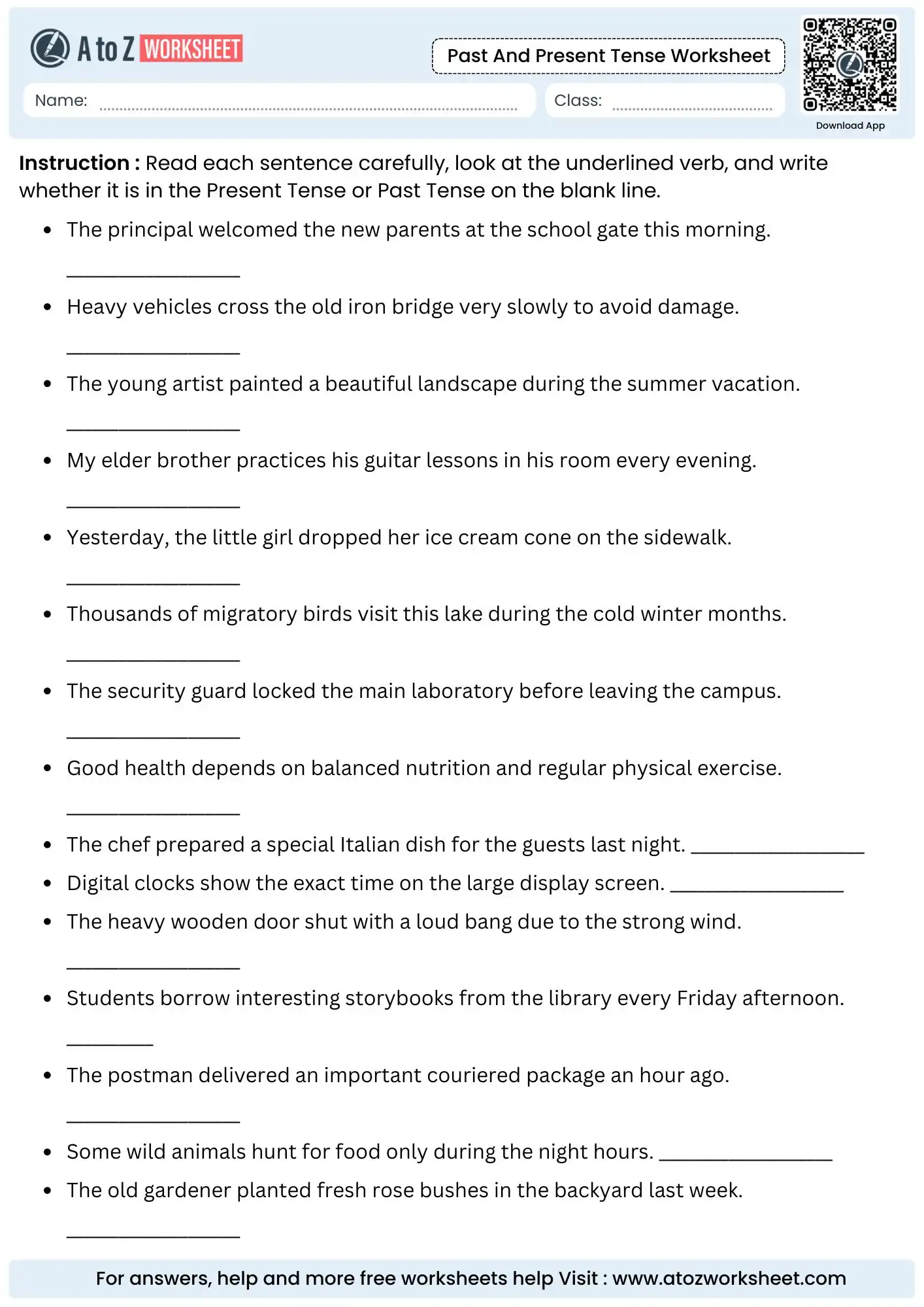 Past and Present Tense Worksheets (Free PDF) 3 reading comprehension past and present tense worksheets focused on identifying underlined verbs