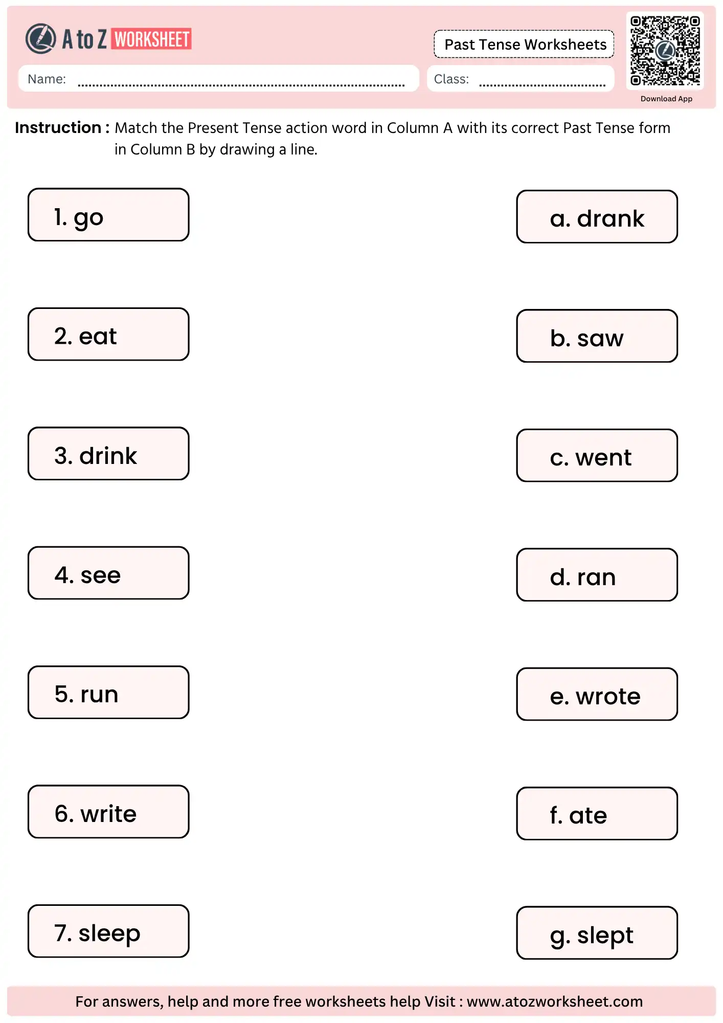 past tense worksheets matching activity free worksheet pdf with answers