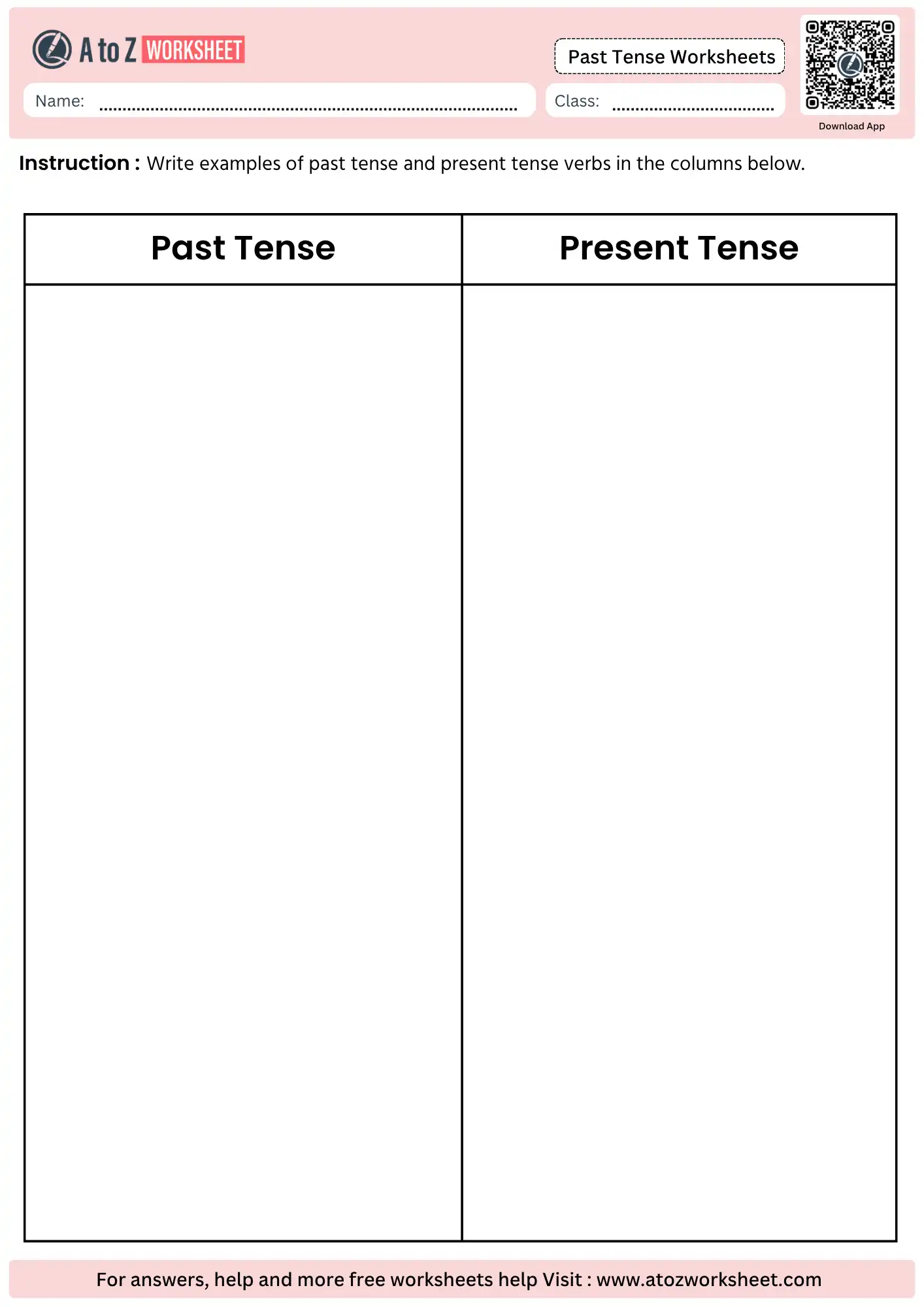 past tense worksheets practice column printable pdf free worksheet