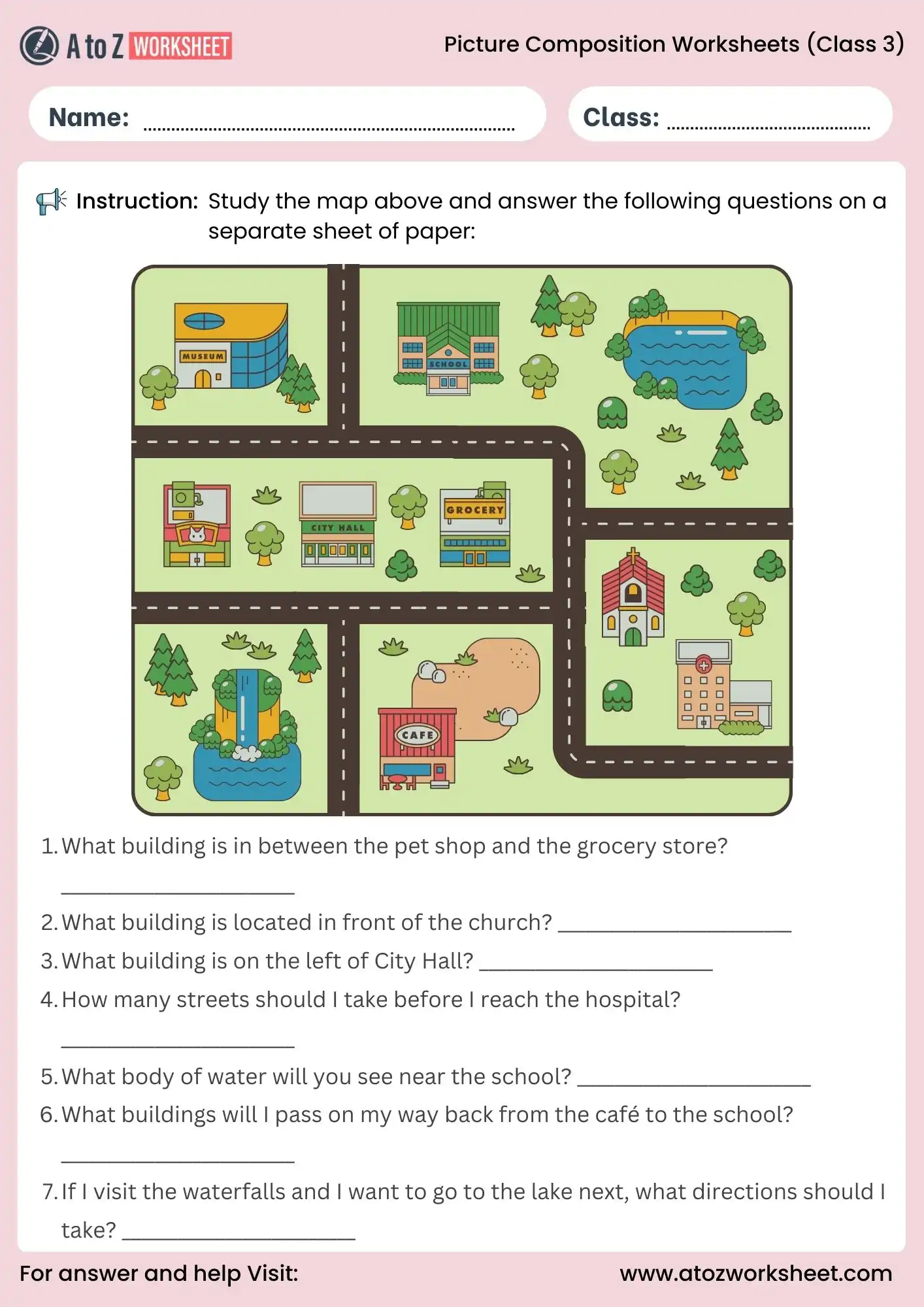 picture composition worksheets for class 3 map activity
