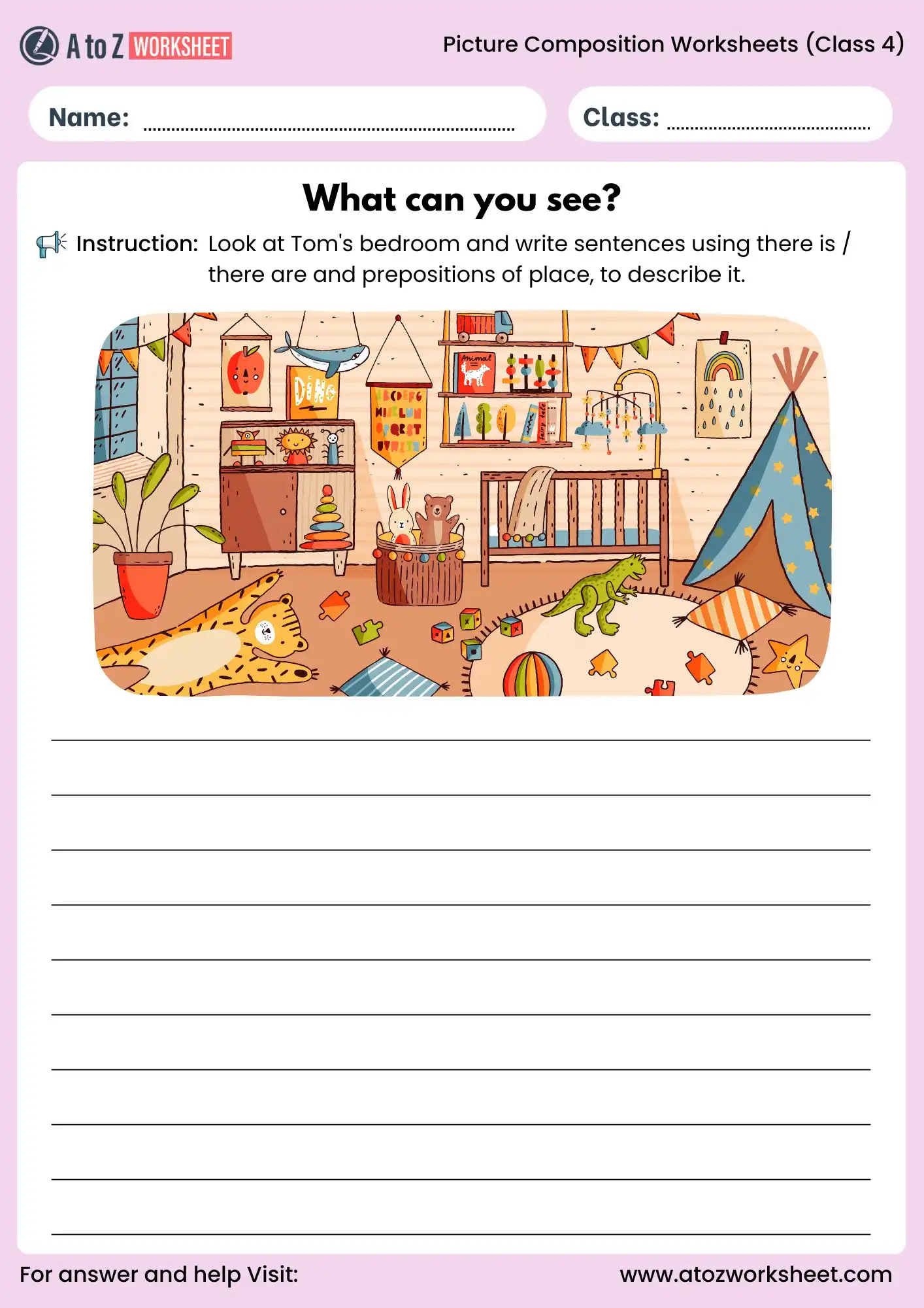 picture composition worksheets for class 4 write what you see