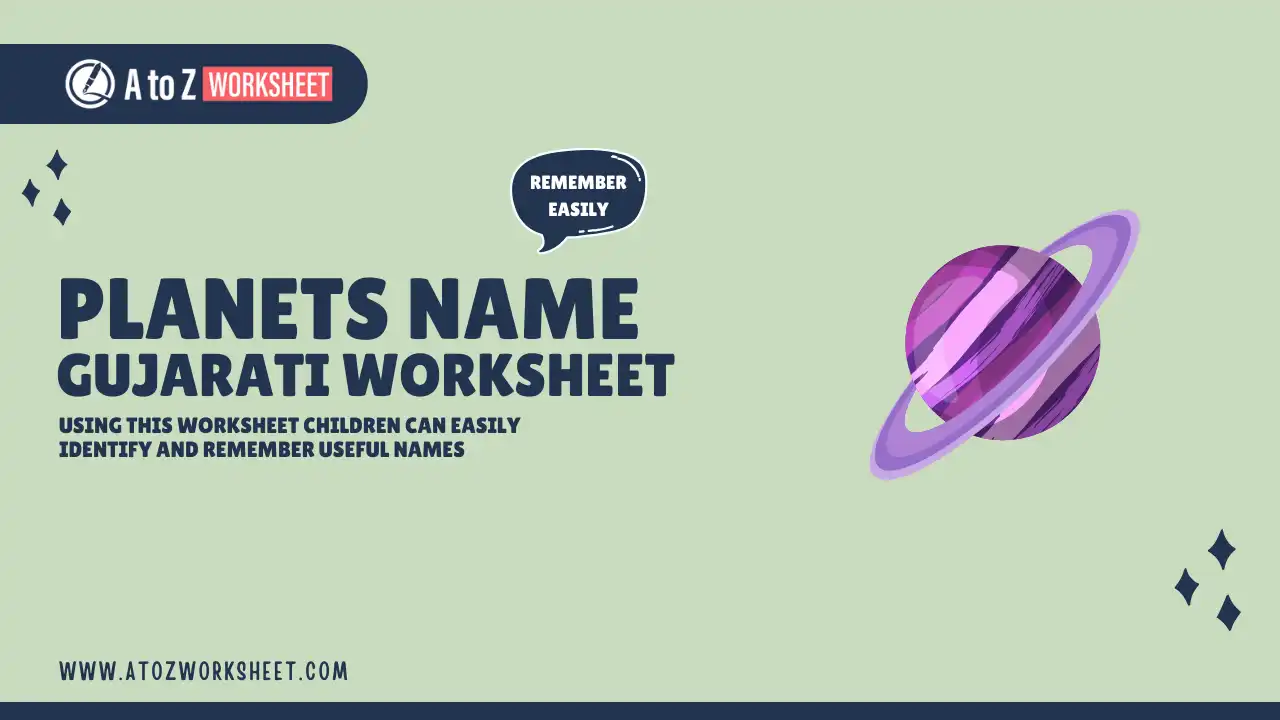 planets name in gujarati and worksheets for kids