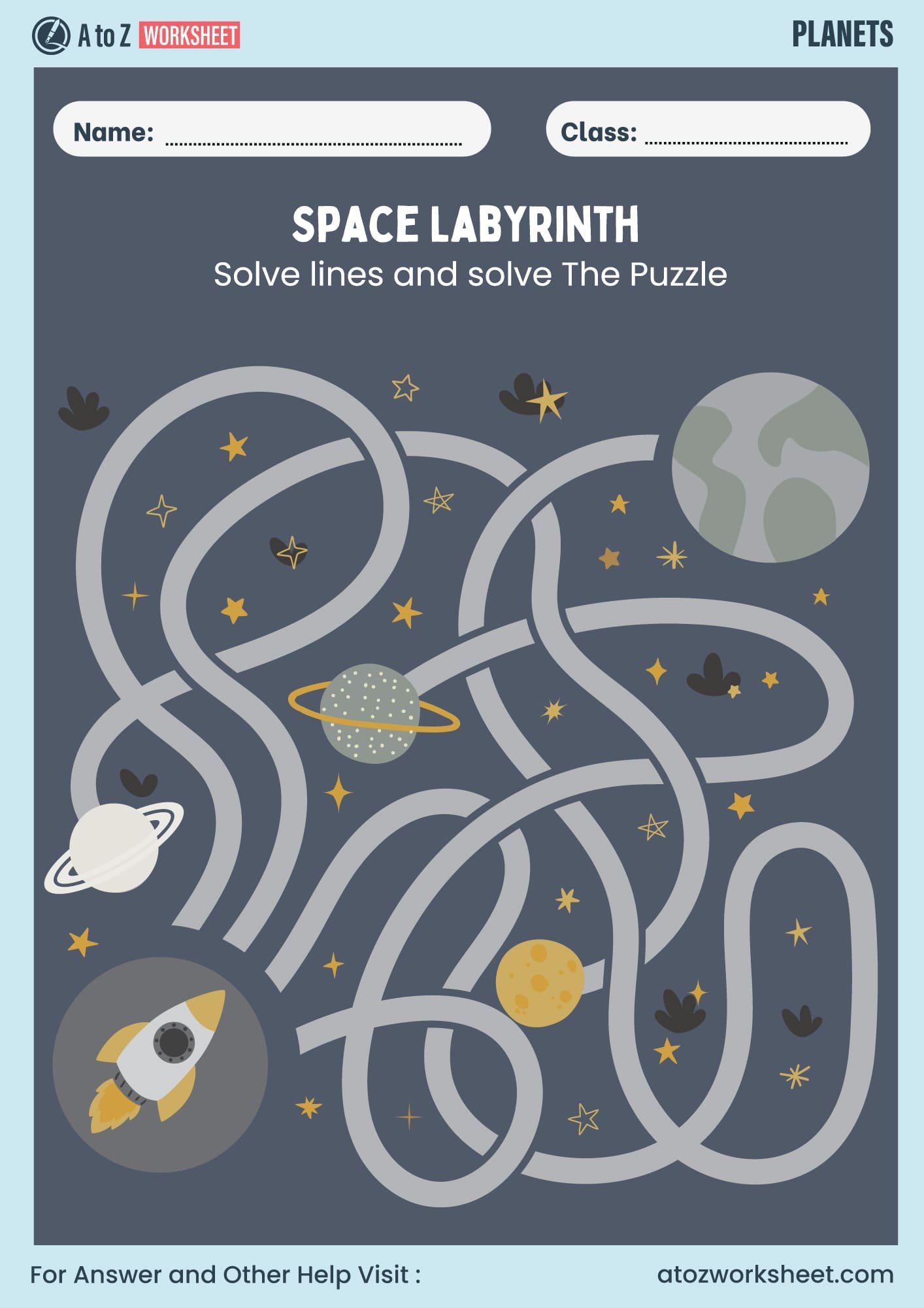 planets worksheet for nursery, ukg, lkg and kindergarten