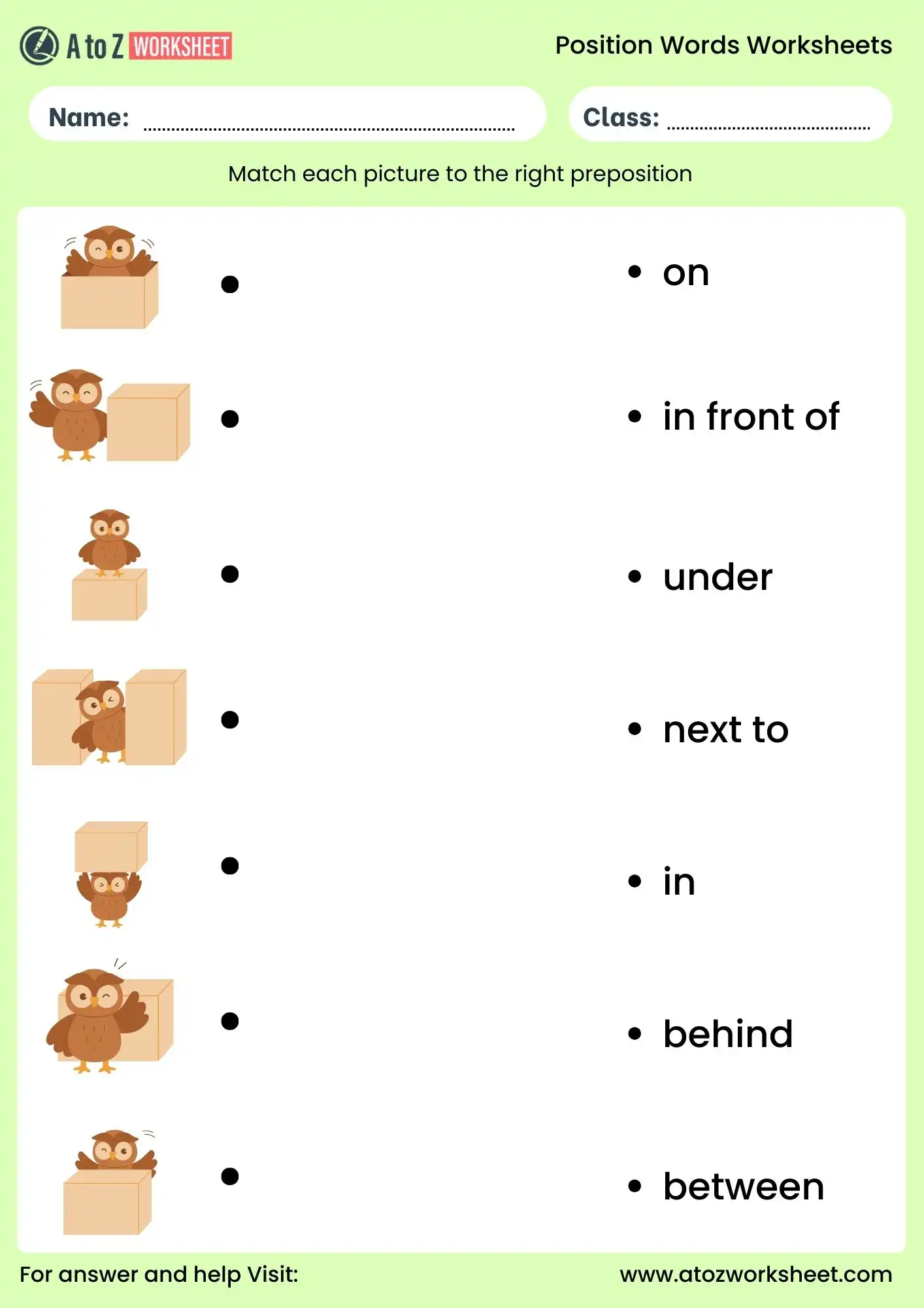 position words worksheet for class 1 with answers pdf
