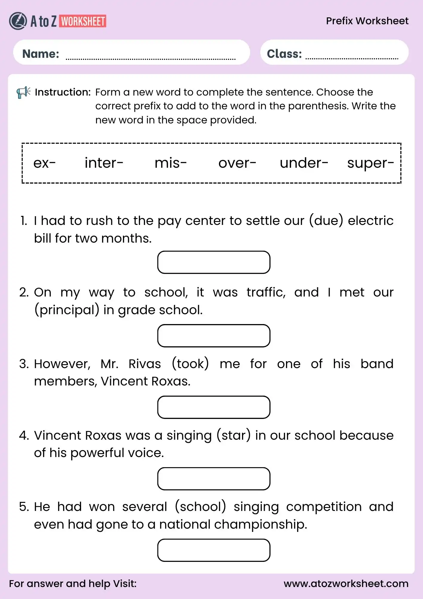 prefix worksheets for grade 4 and 5 fill in the blanks activity