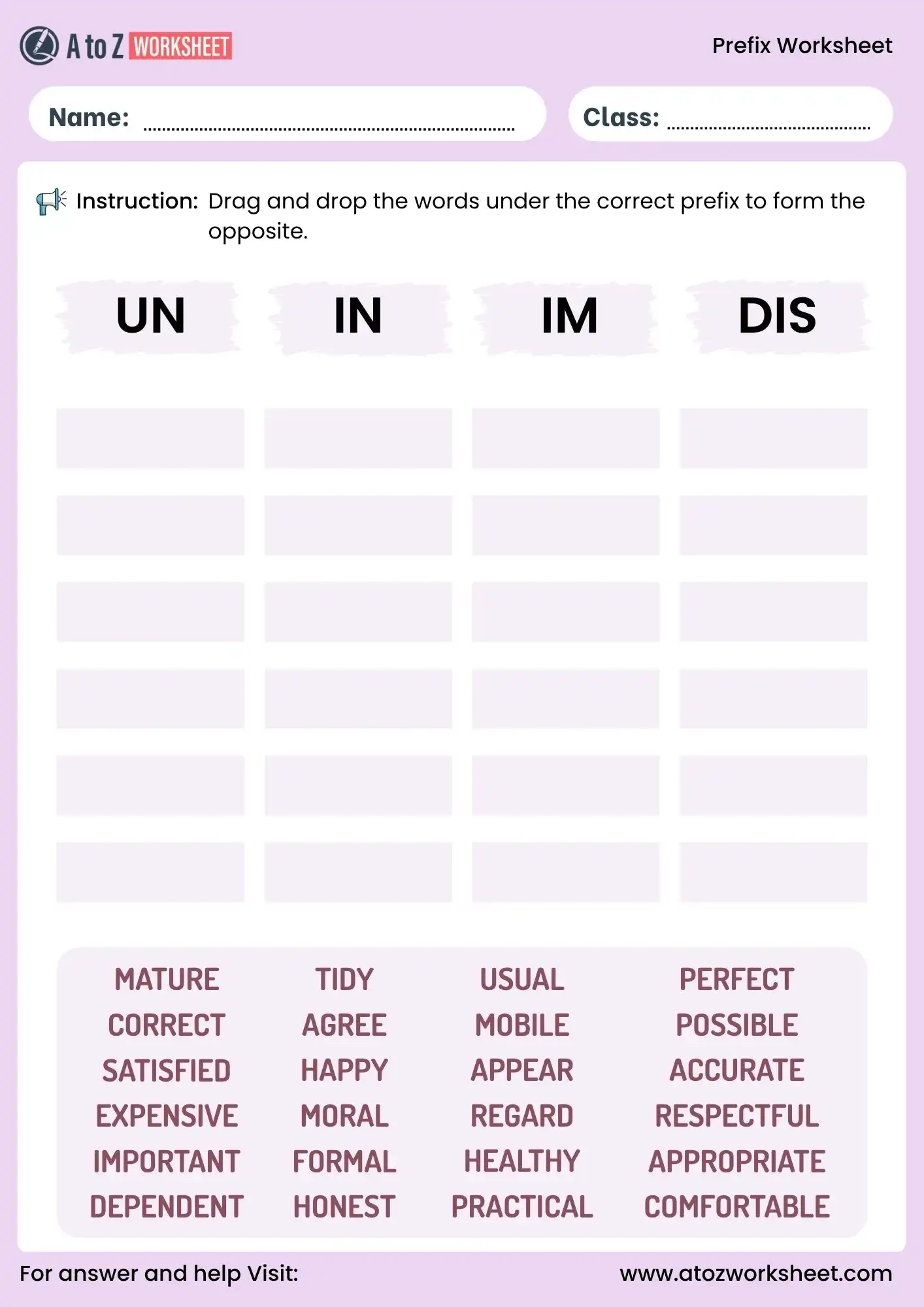 prefix worksheets for grade 3 drag and drop activity