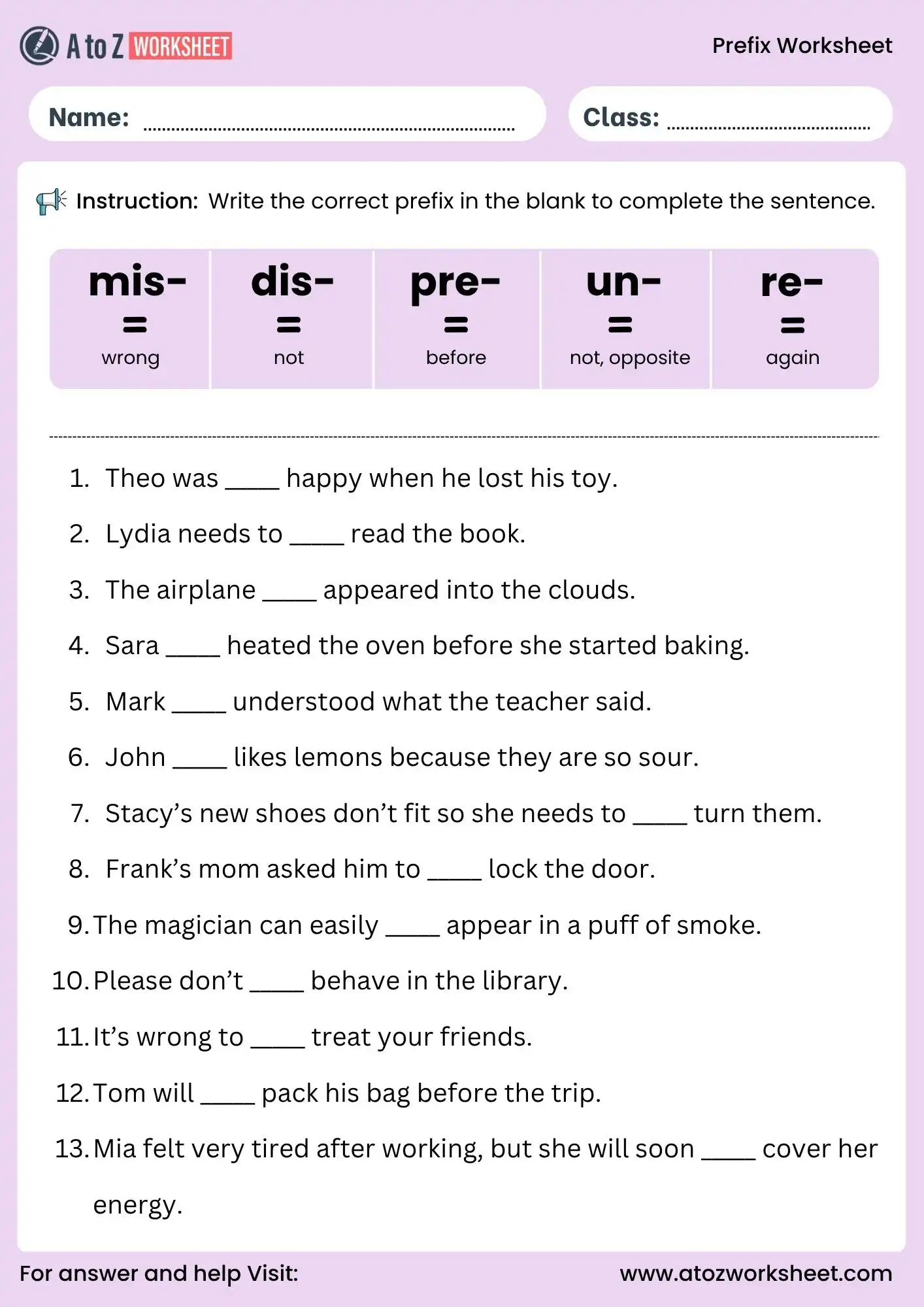 prefix worksheets for grade 2 fill correct prefix in blanks