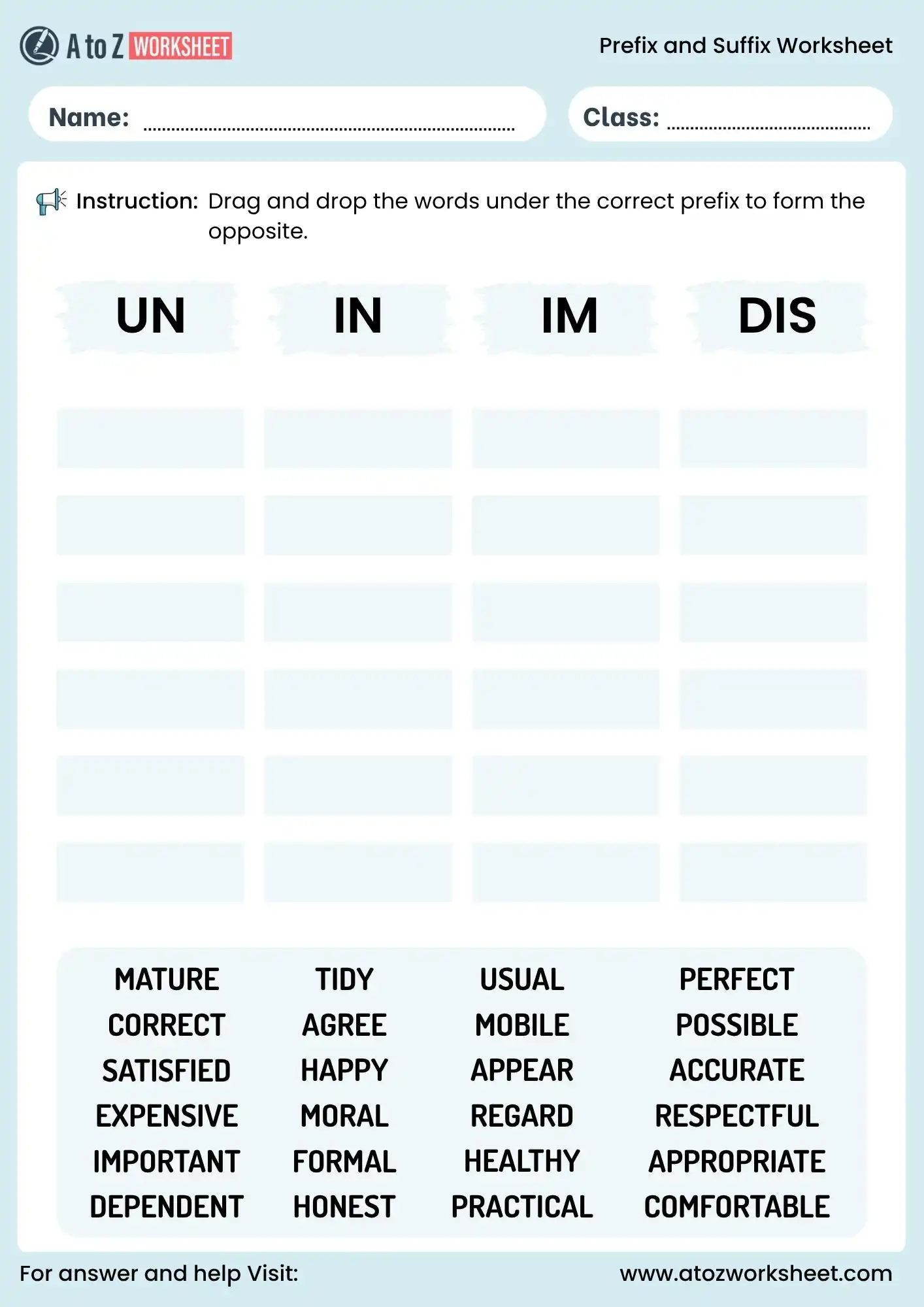 prefixes and suffixes worksheets for class 5 drag and drop prefix activity
