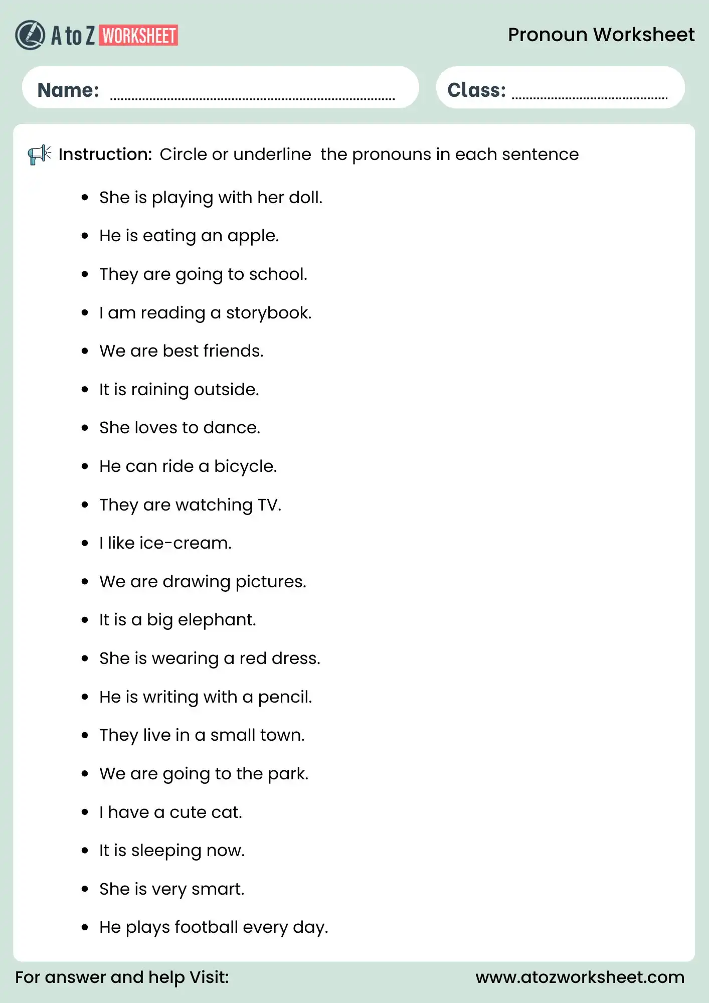 pronouns worksheets for grade 4 underline pronouns sentences