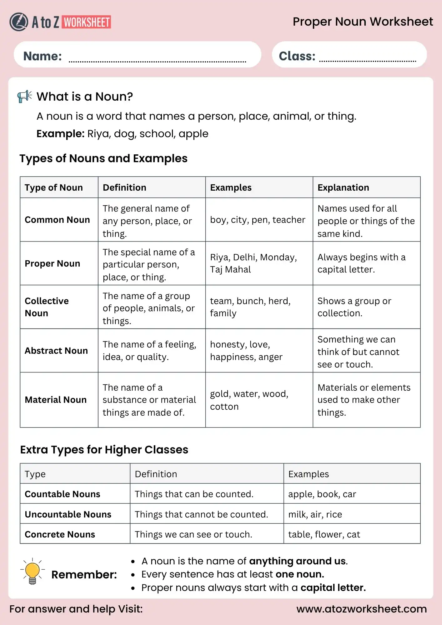 proper nouns worksheets for grade 2 grade 3 and grade 4 with examples