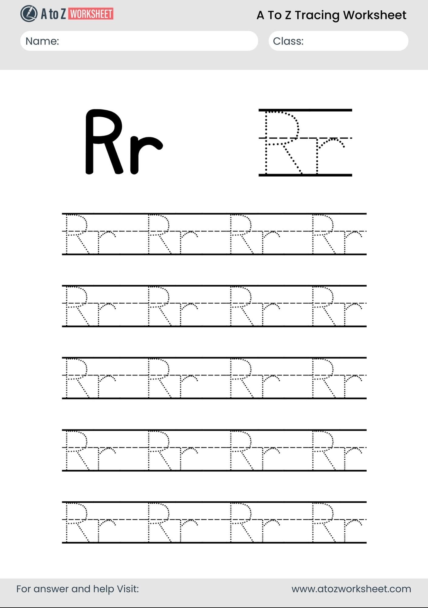 r letter a to z alphabet worksheets pdf