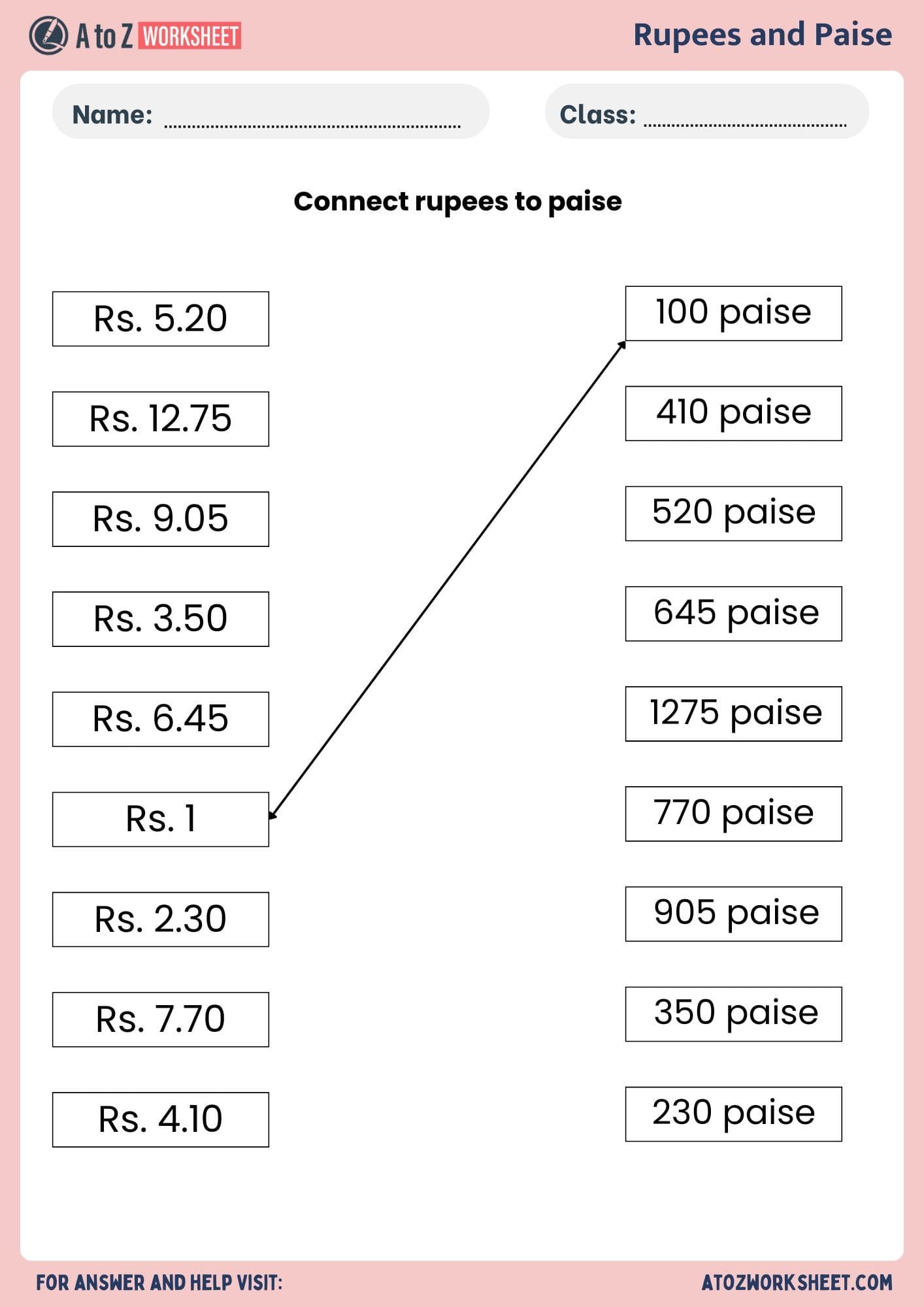 rupees and paise or convert rupees to paise worksheets