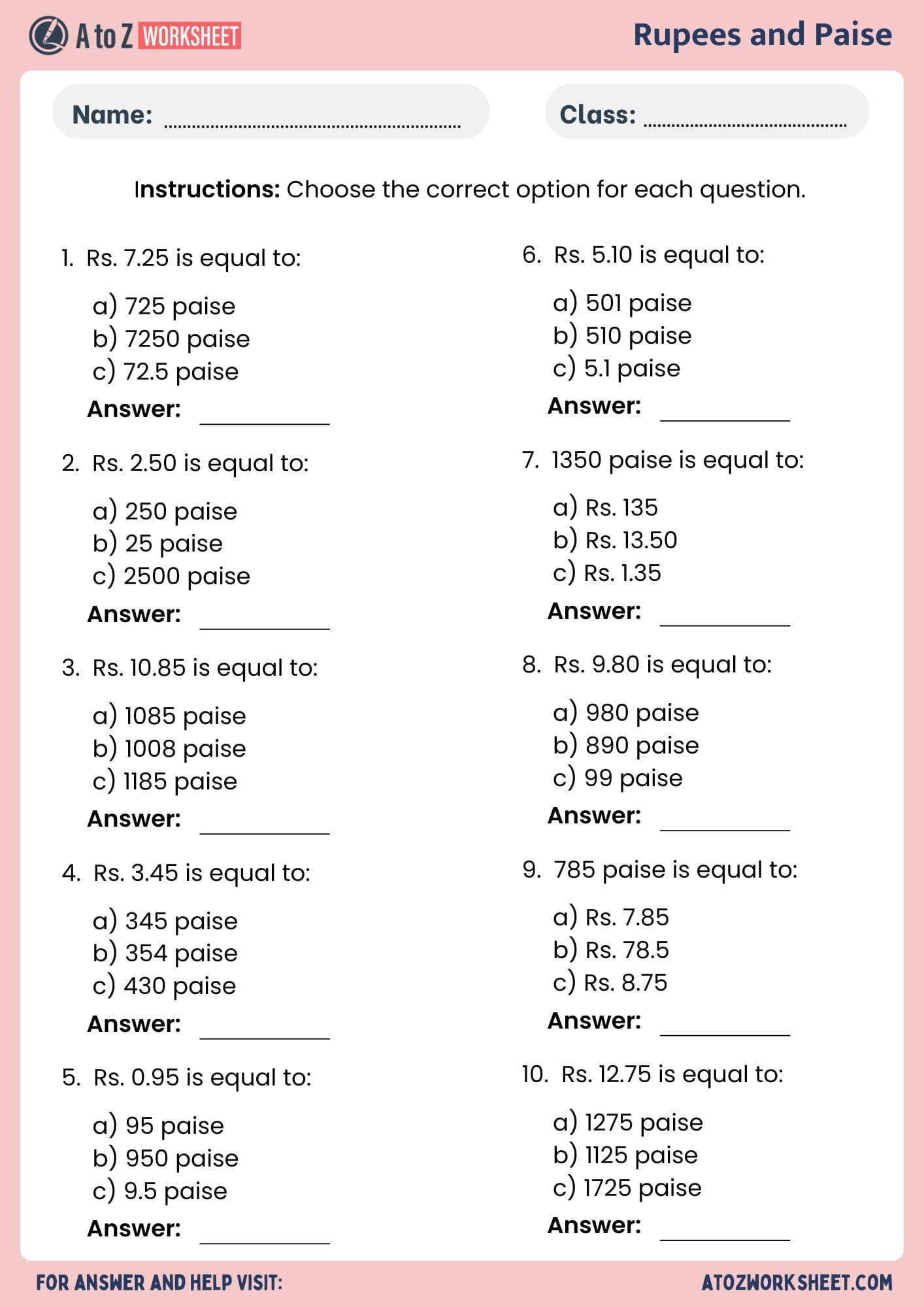 rupees and paise or convert rupees to paise worksheets